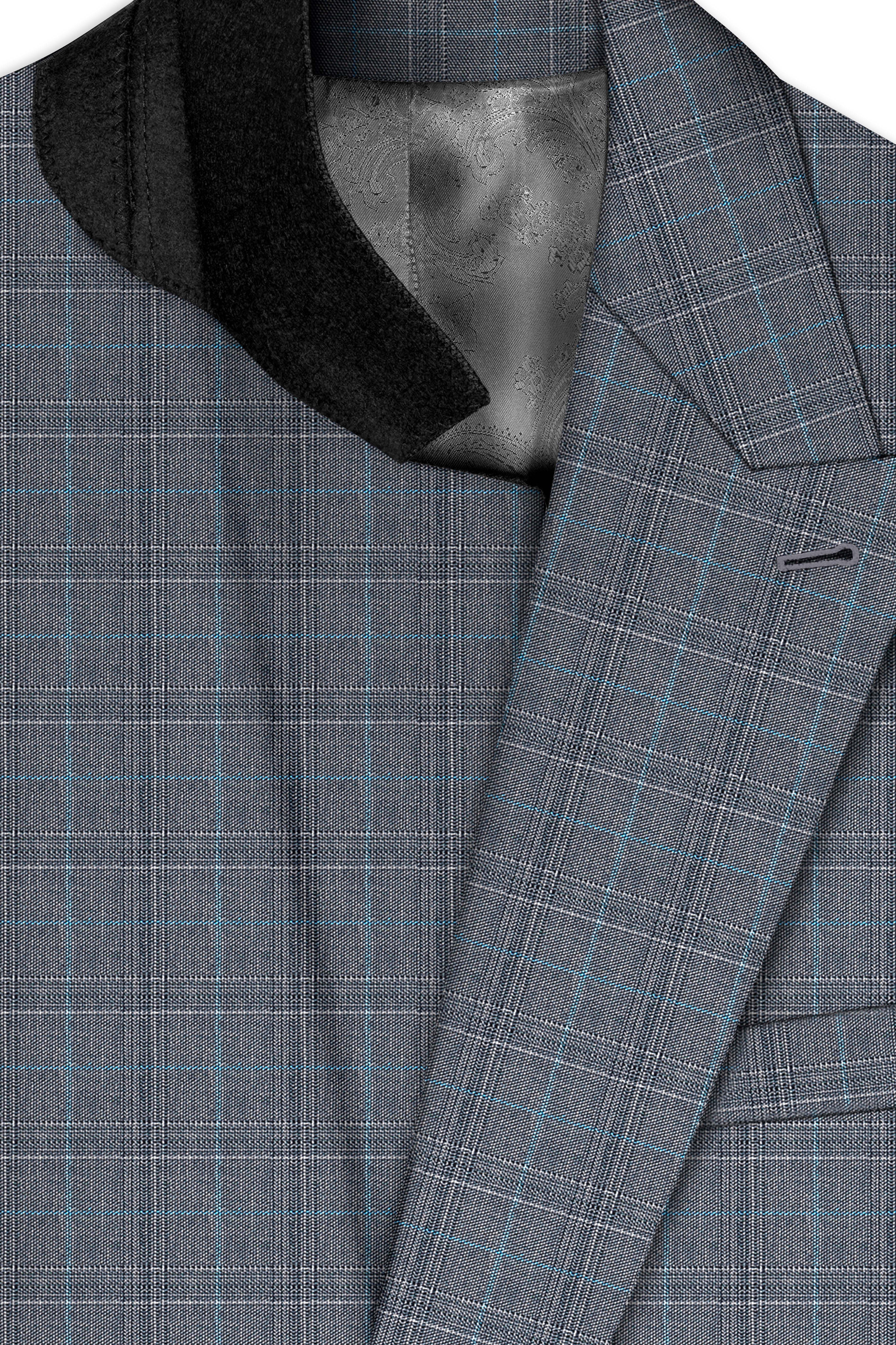 Plaivoro-Scarpa Gray Plaid Cotton Double Breasted Suit