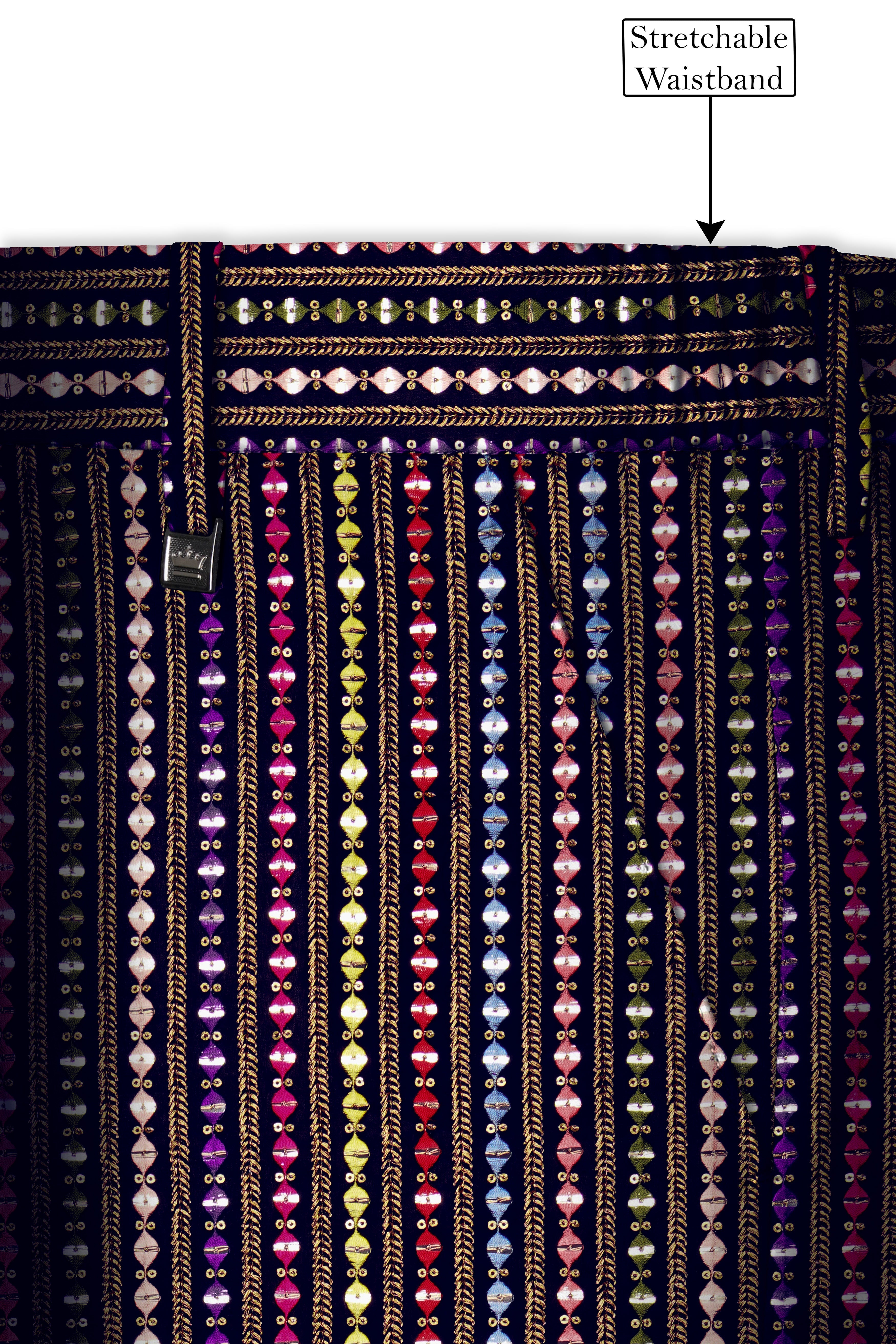 Lumivon-Ebony Blue and Cerise Pink Vertical Thread and Sequin Embroidered Designer Tuxedo Suit