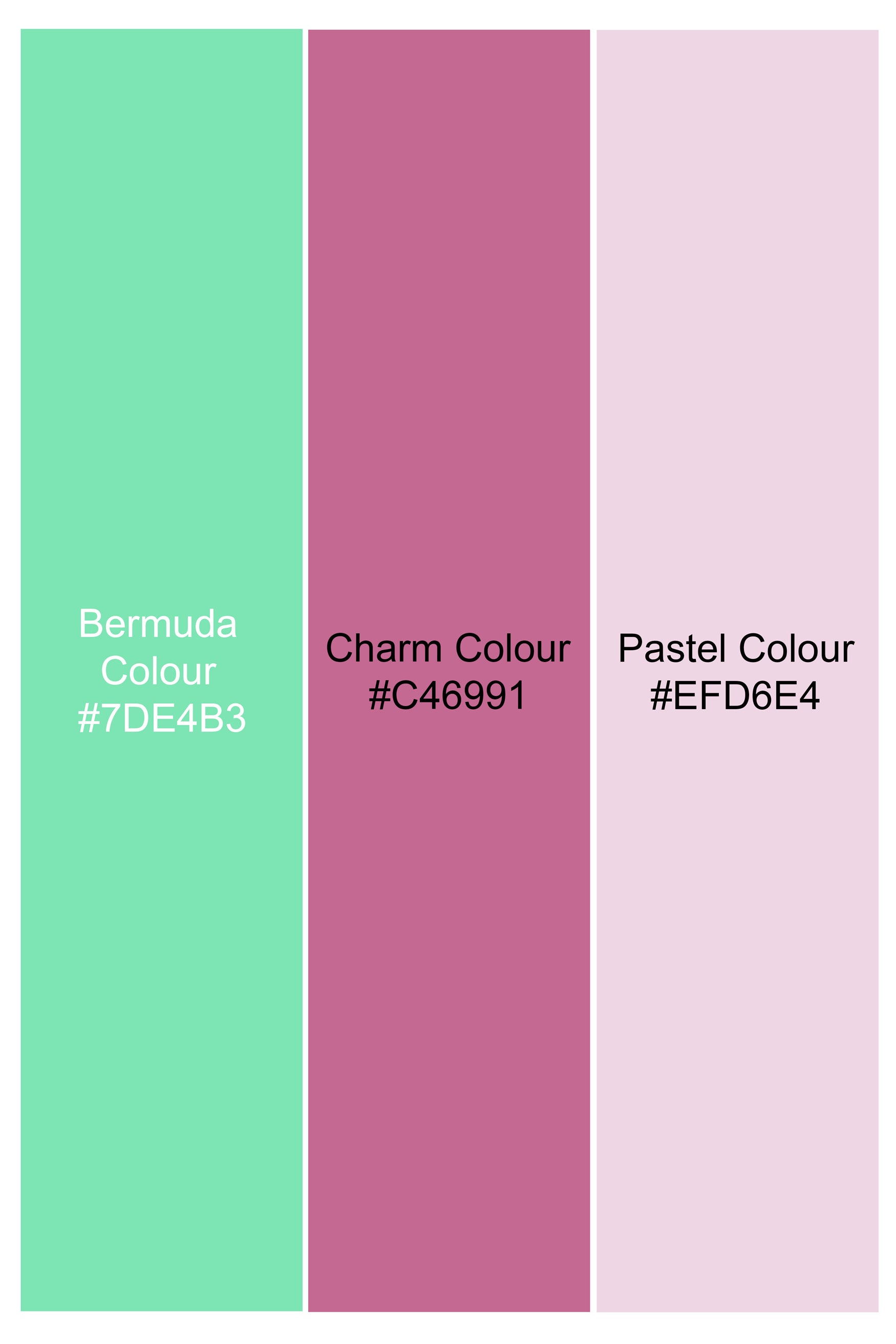 Florambre-Bermuda Green and Charm Pink Ogee Cotton Thread Embroidered Designer Tuxedo Suit