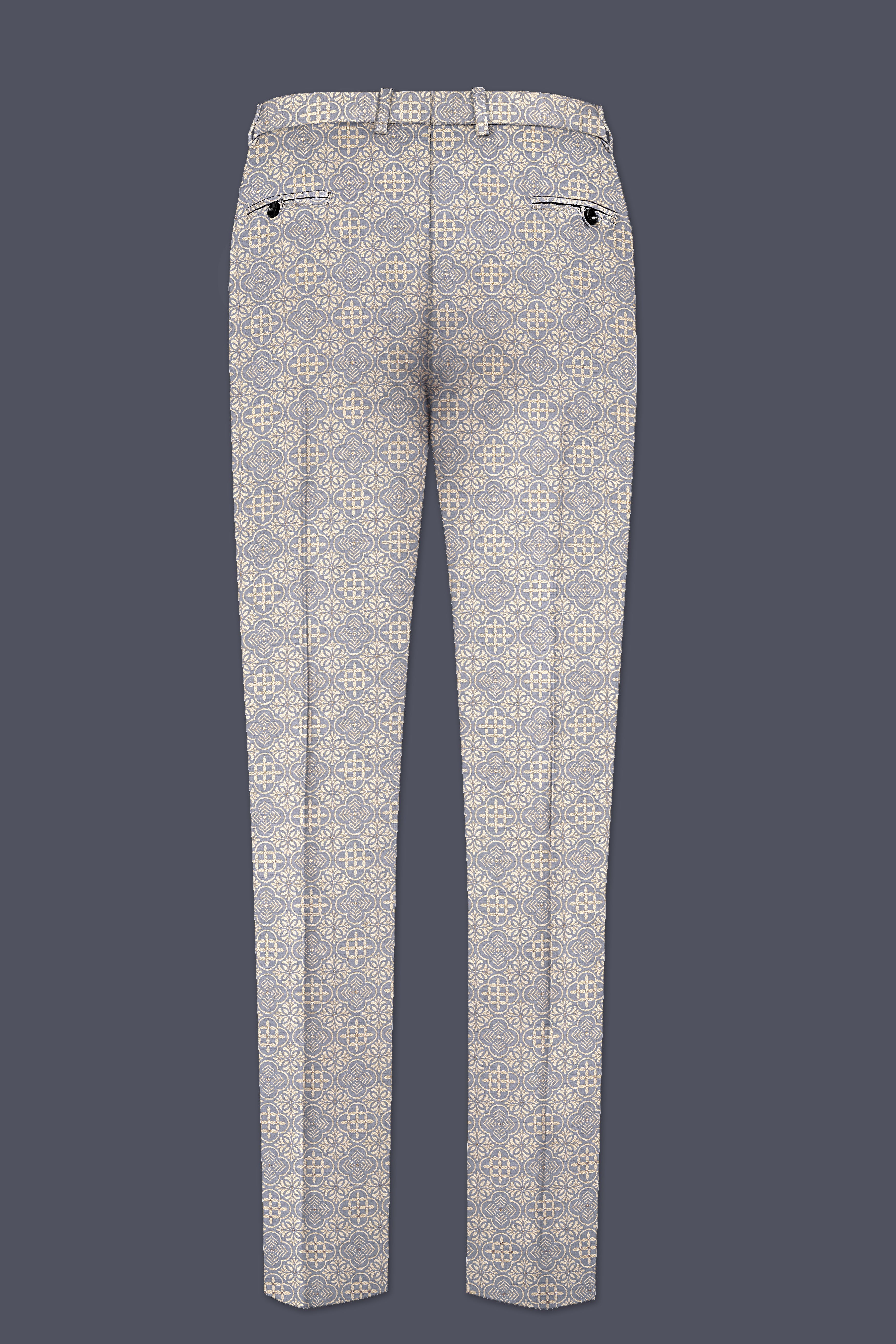 Azuroque-Somke Gray and Desert Jacquard Textured Designer Tuxedo Suit