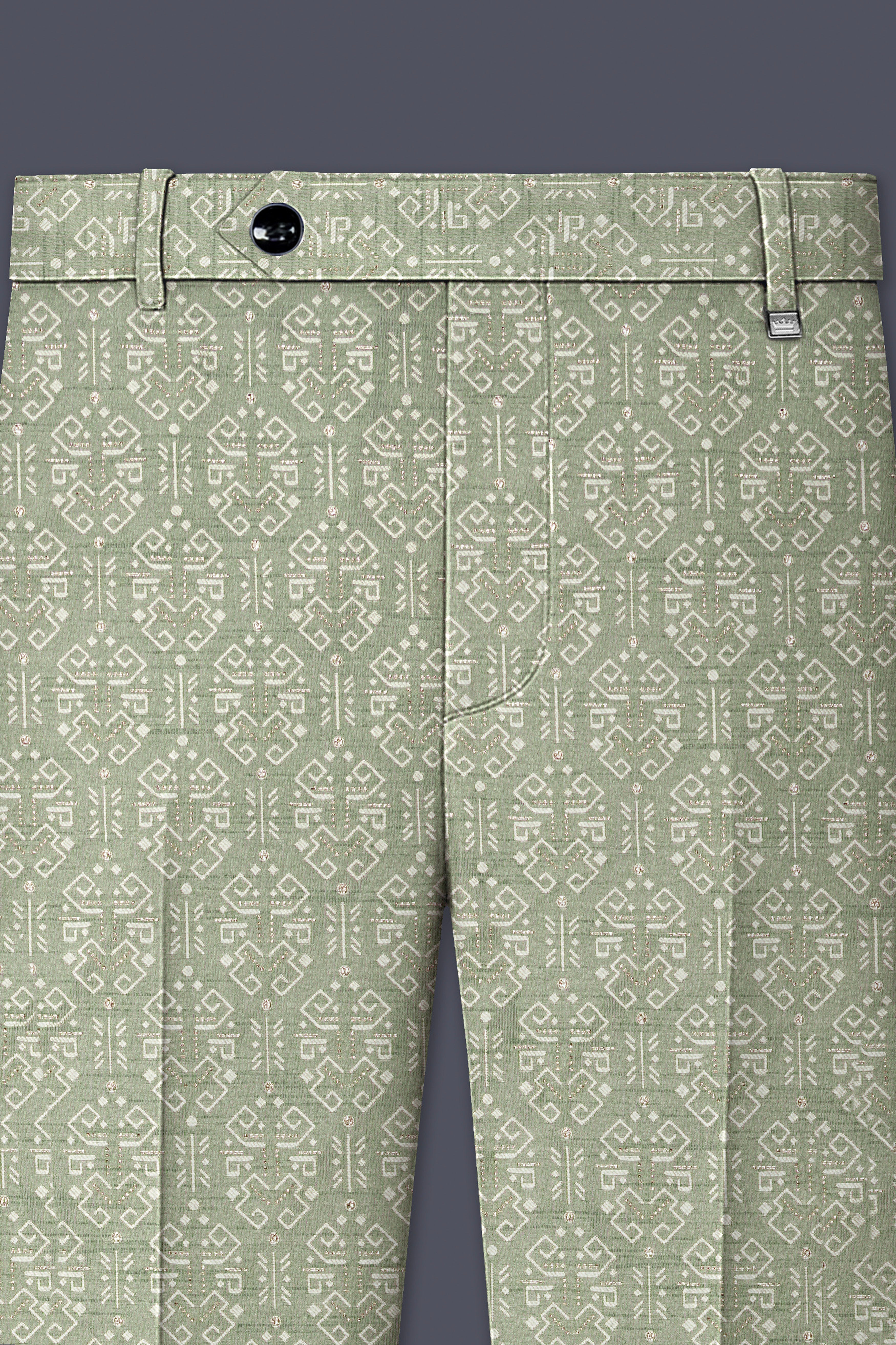 Verlino-Pumice Green and White Jacquard Textured Designer Tuxedo Suit