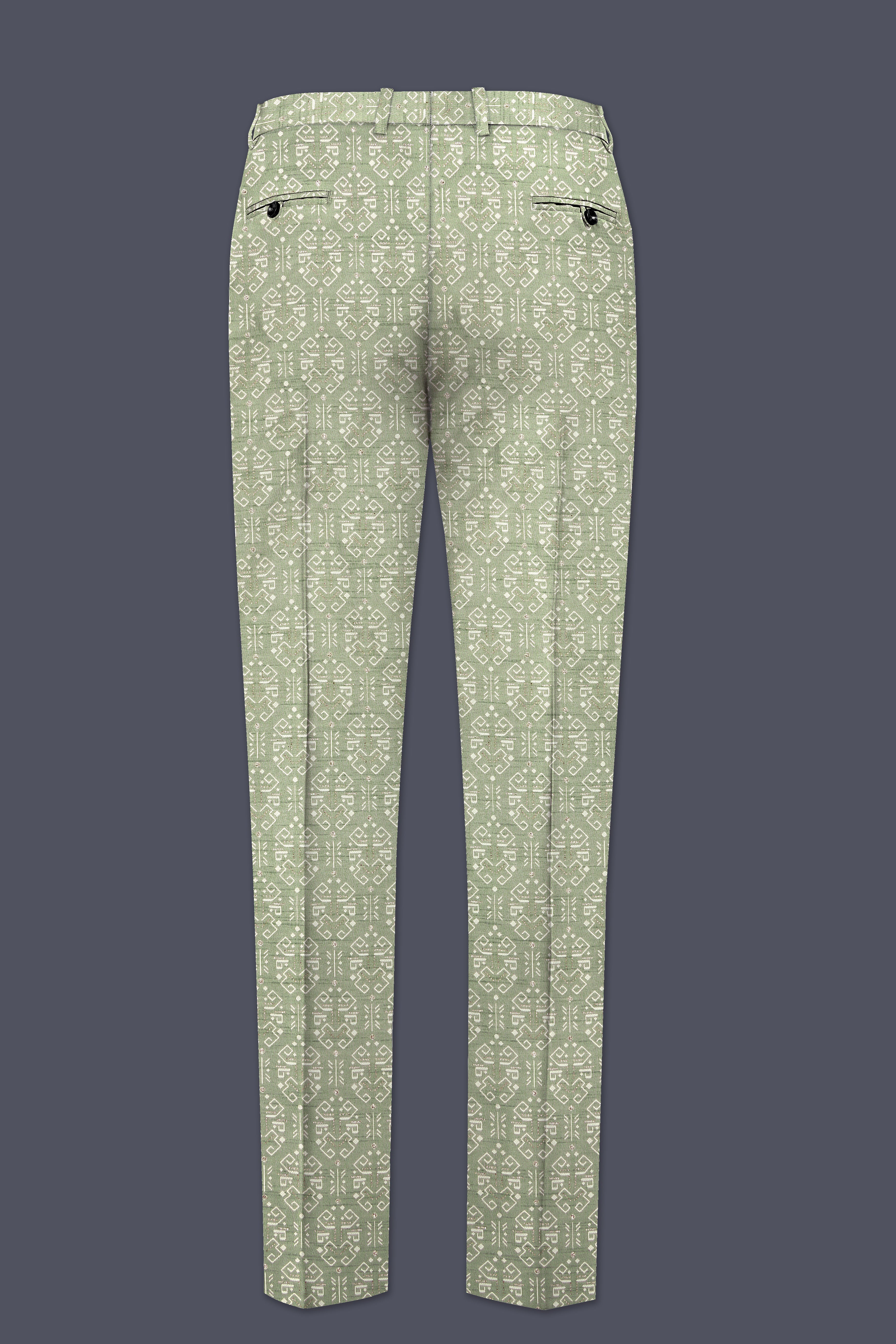 Verlino-Pumice Green and White Jacquard Textured Designer Tuxedo Suit