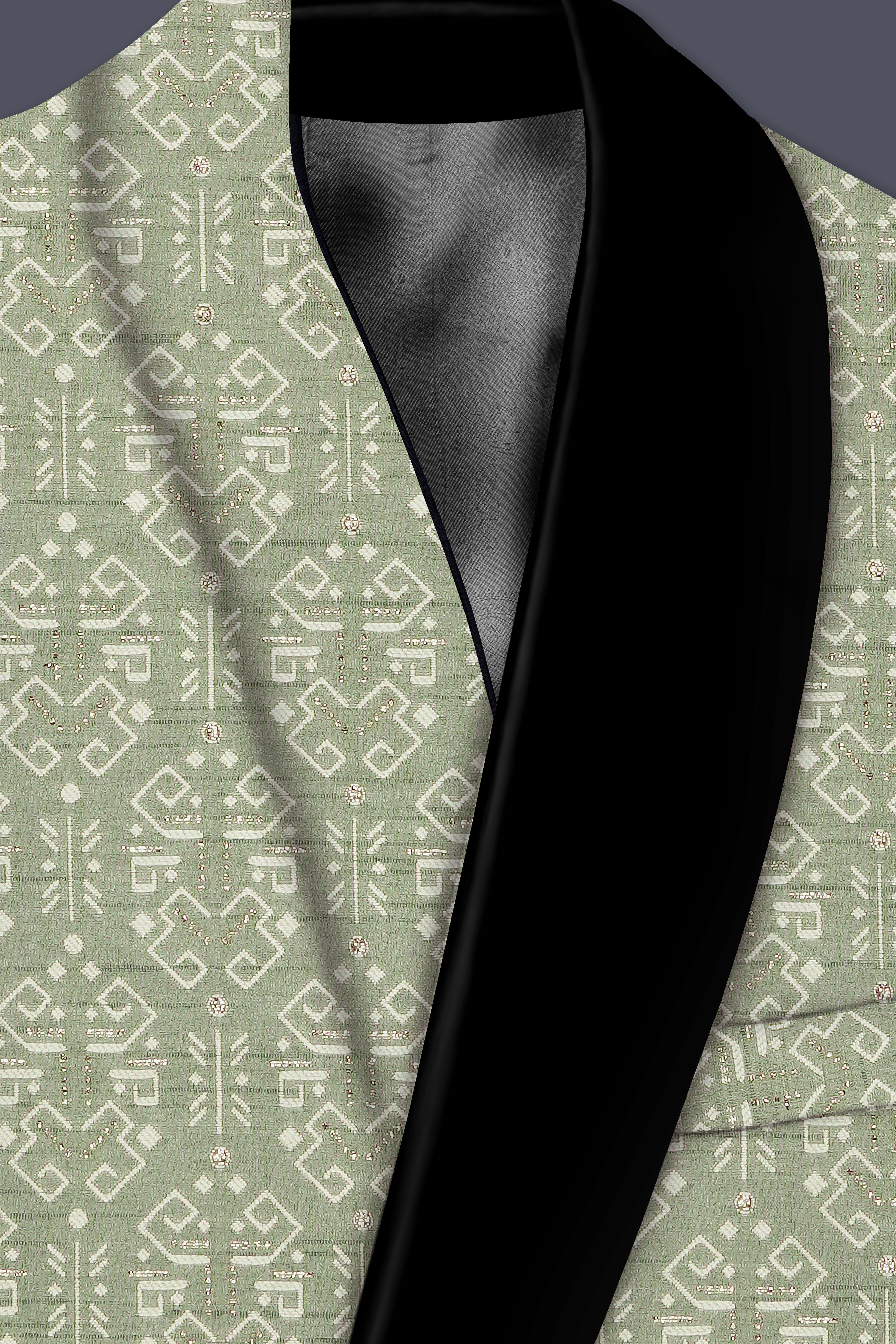Verlino-Pumice Green and White Jacquard Textured Designer Tuxedo Suit