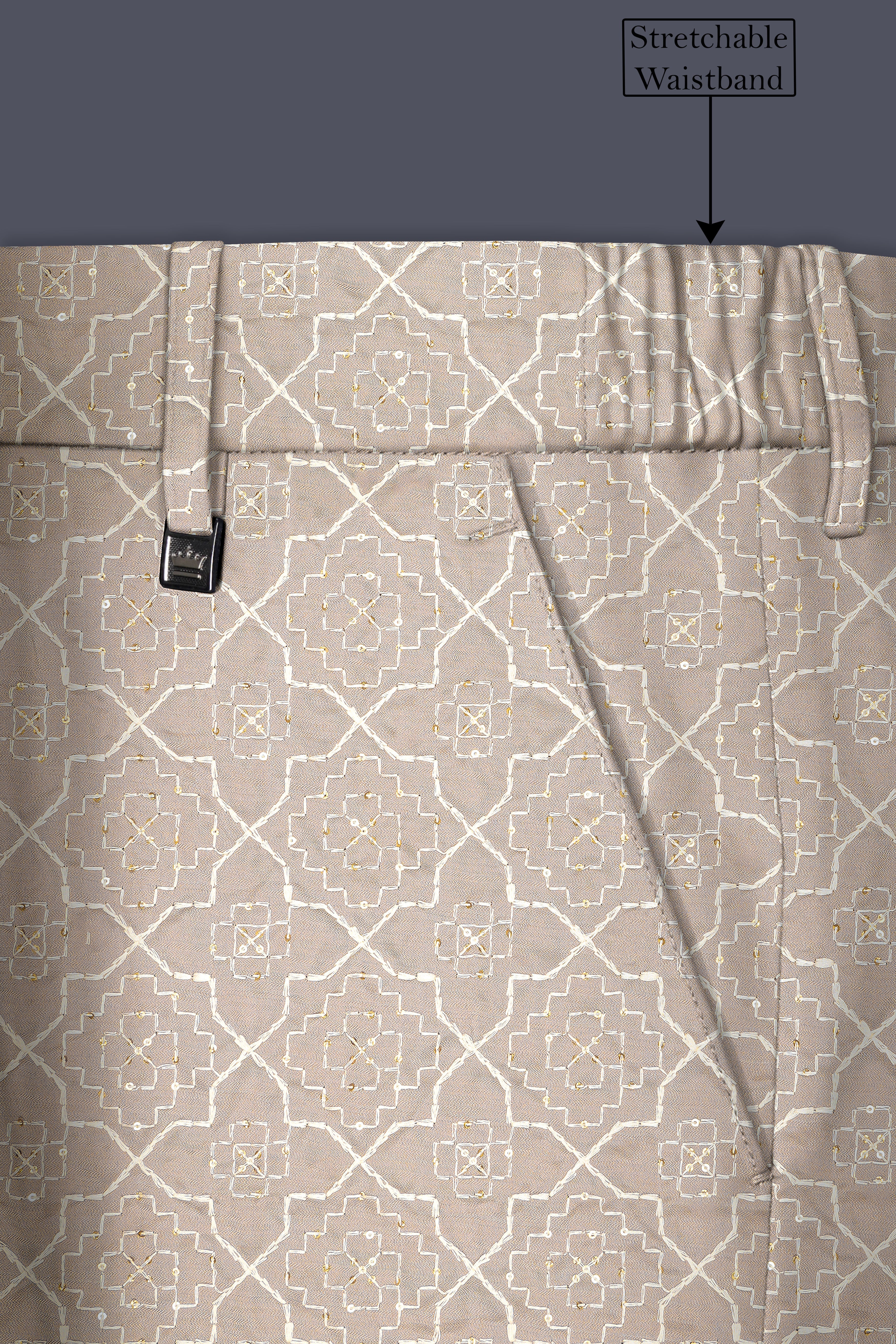 Aurellis-Chalice Brown Trellis Pattern Thread and Sequin Embroidered Viscose Designer Tuxedo Suit