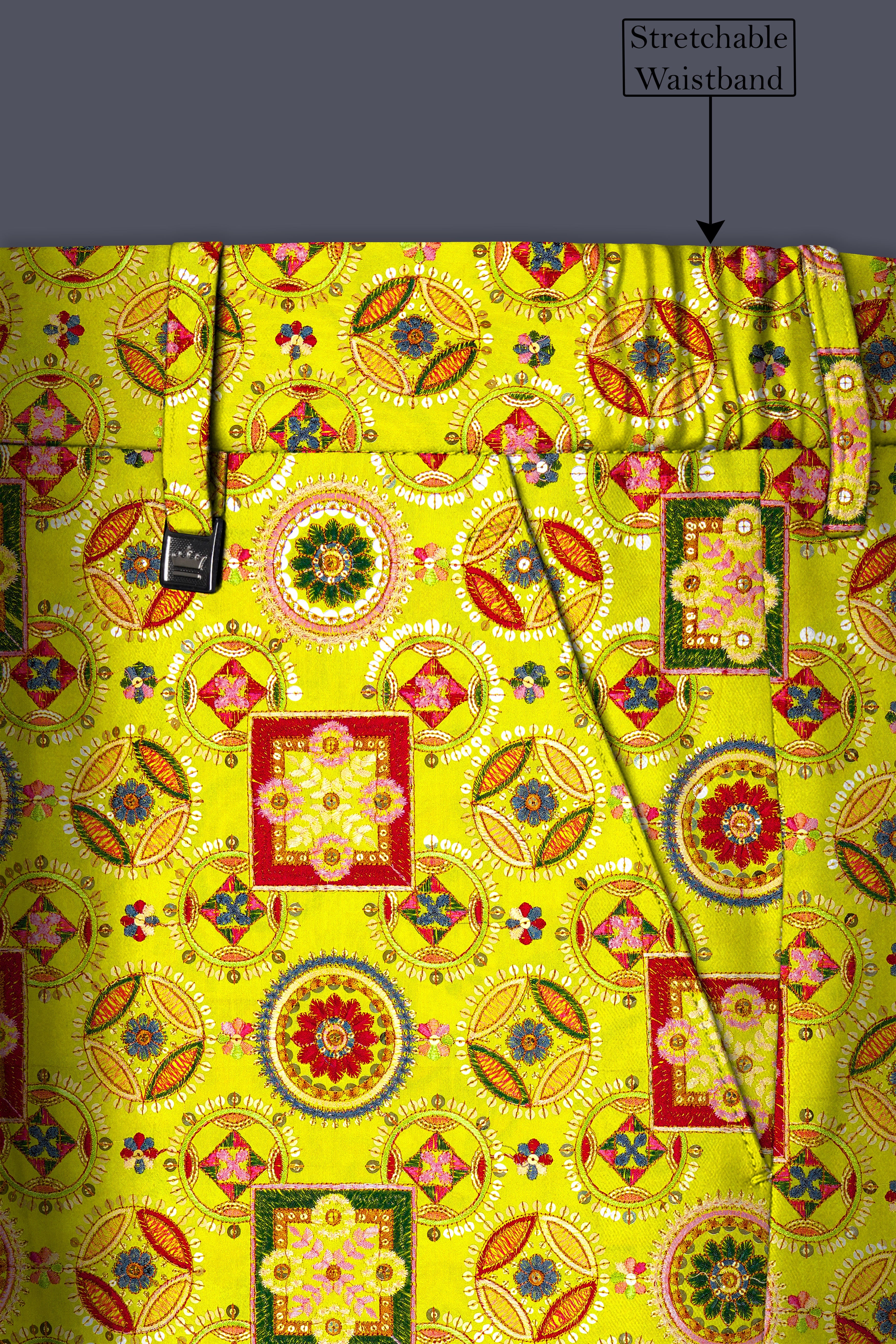 Coutflora-Custard Yellow Multicolour Cotton Thread Embroidered Designer Tuxedo Suit