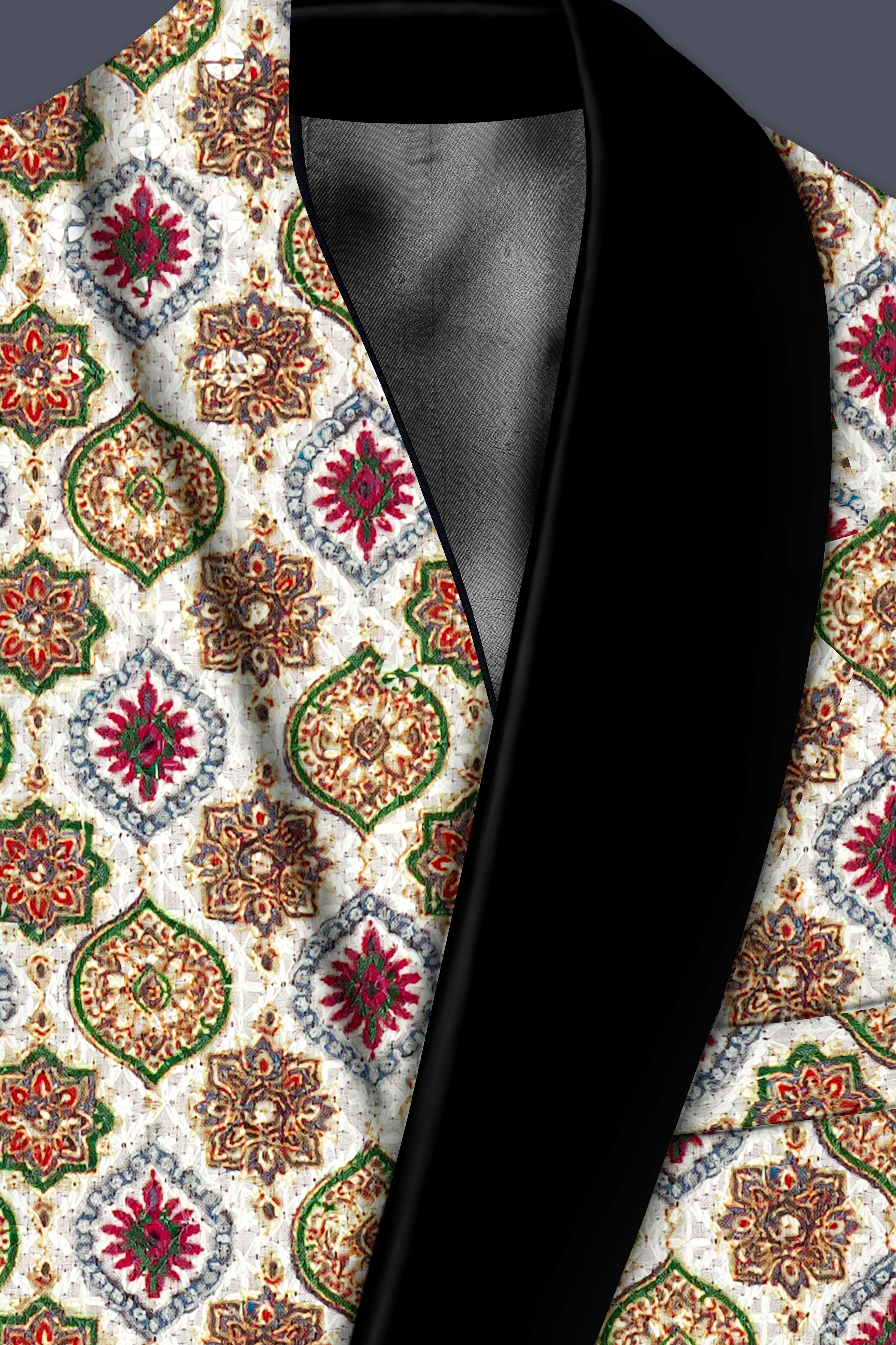Alvesso-Bright White And Spruce Green Embroidered Designer Tuxedo Suit