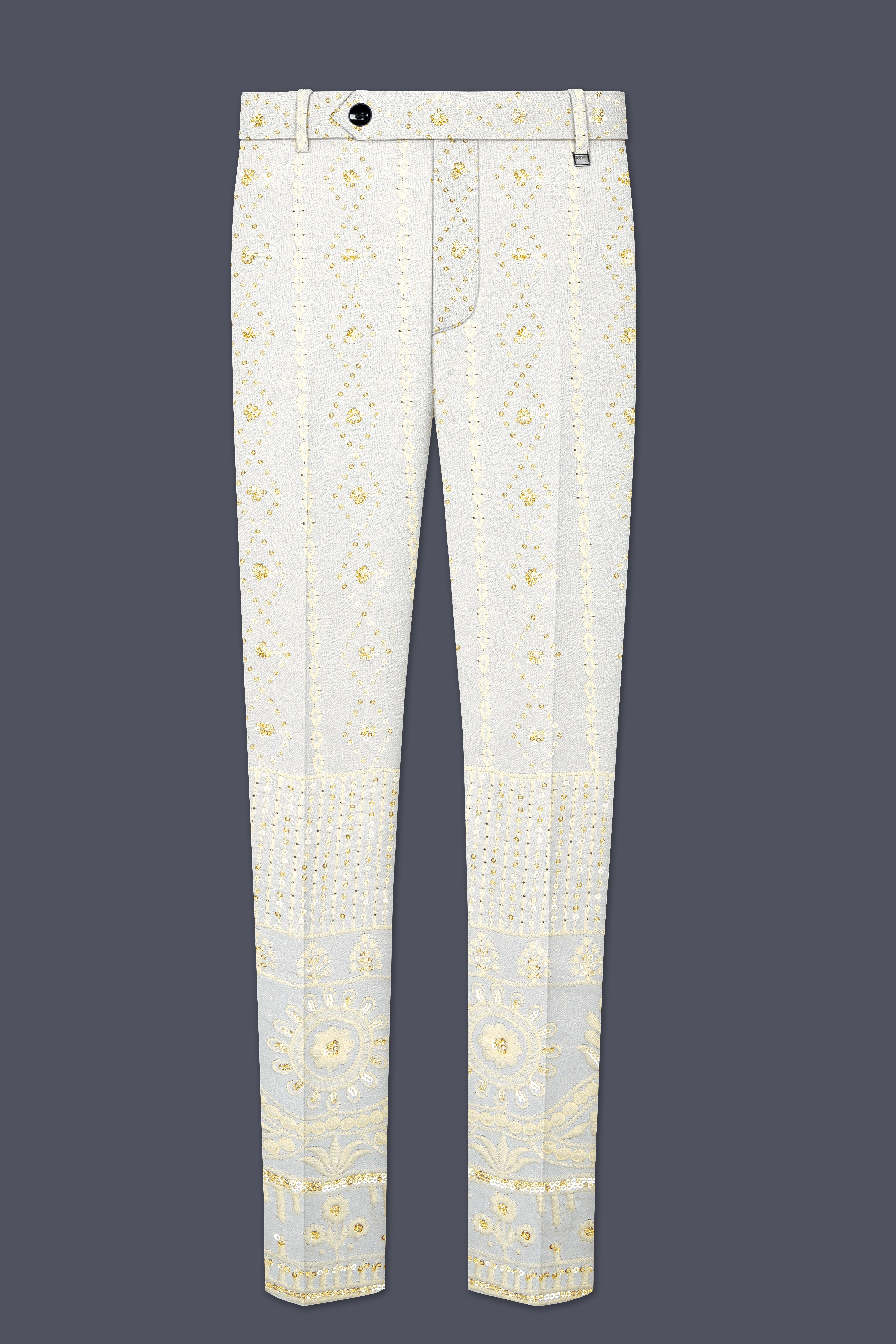 Aurevia-Albescent Cream With Sequin Embroidered Designer Tuxedo Suit
