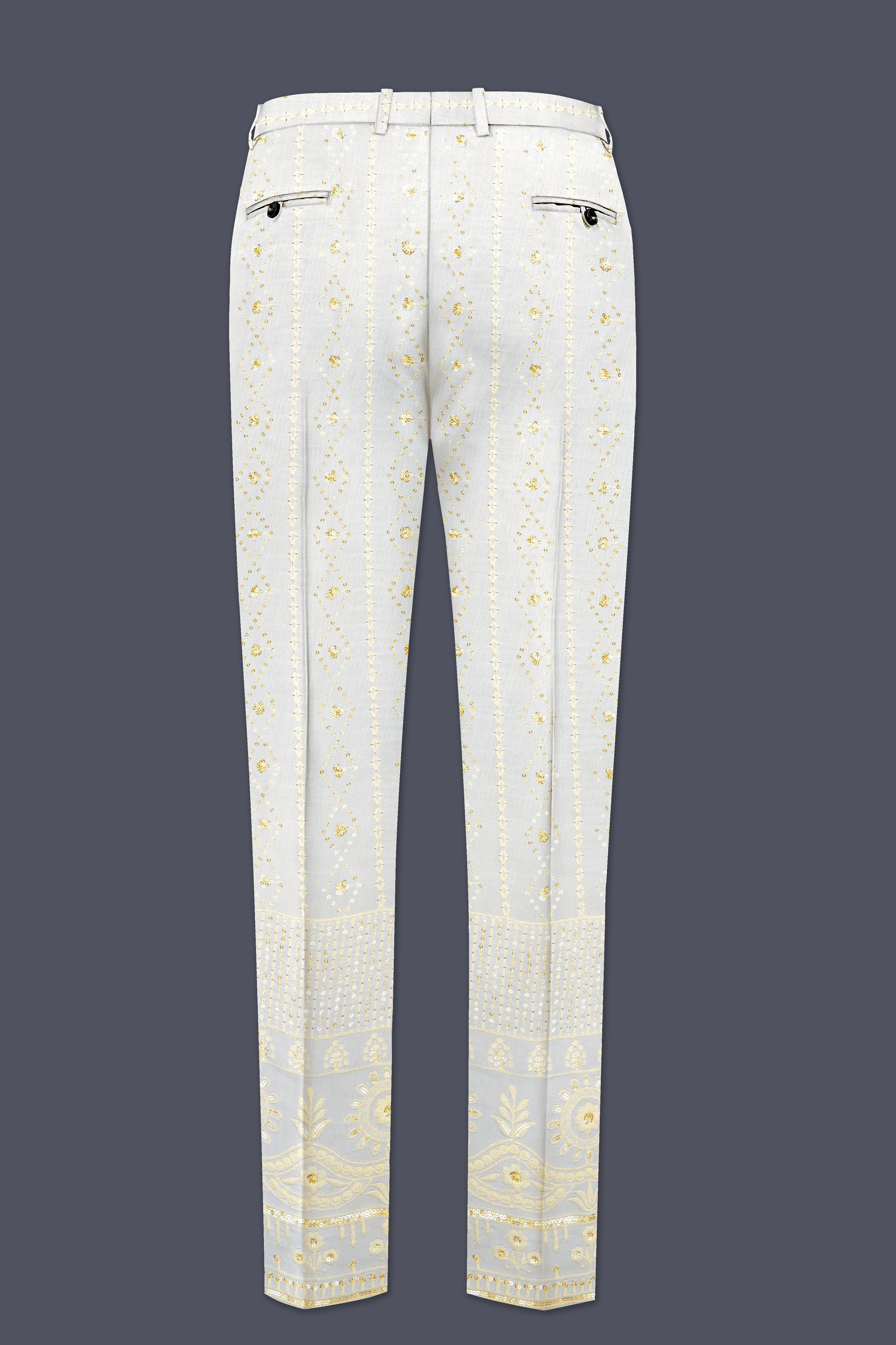 Aurevia-Albescent Cream With Sequin Embroidered Designer Tuxedo Suit