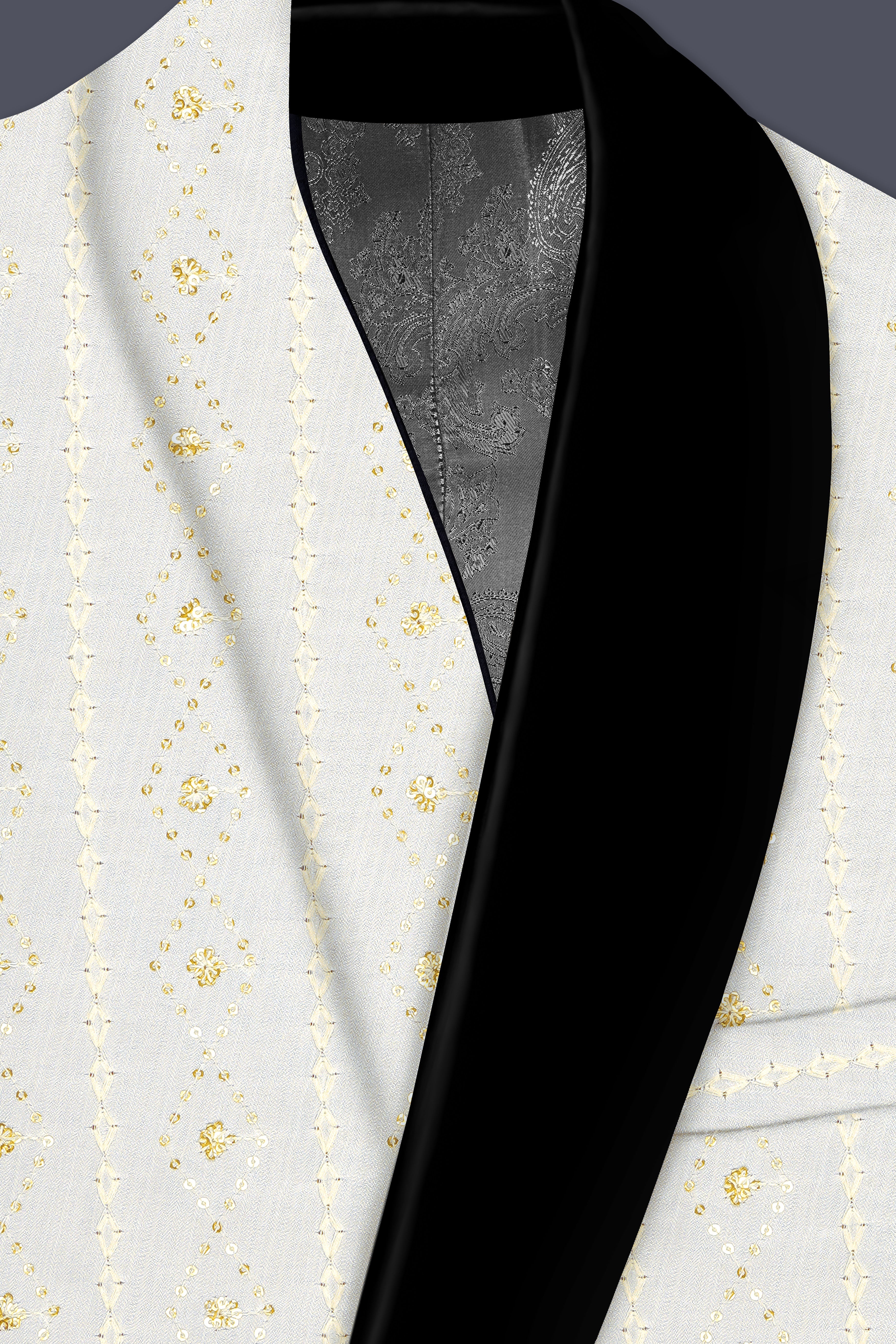 Aurevia-Albescent Cream With Sequin Embroidered Designer Tuxedo Suit