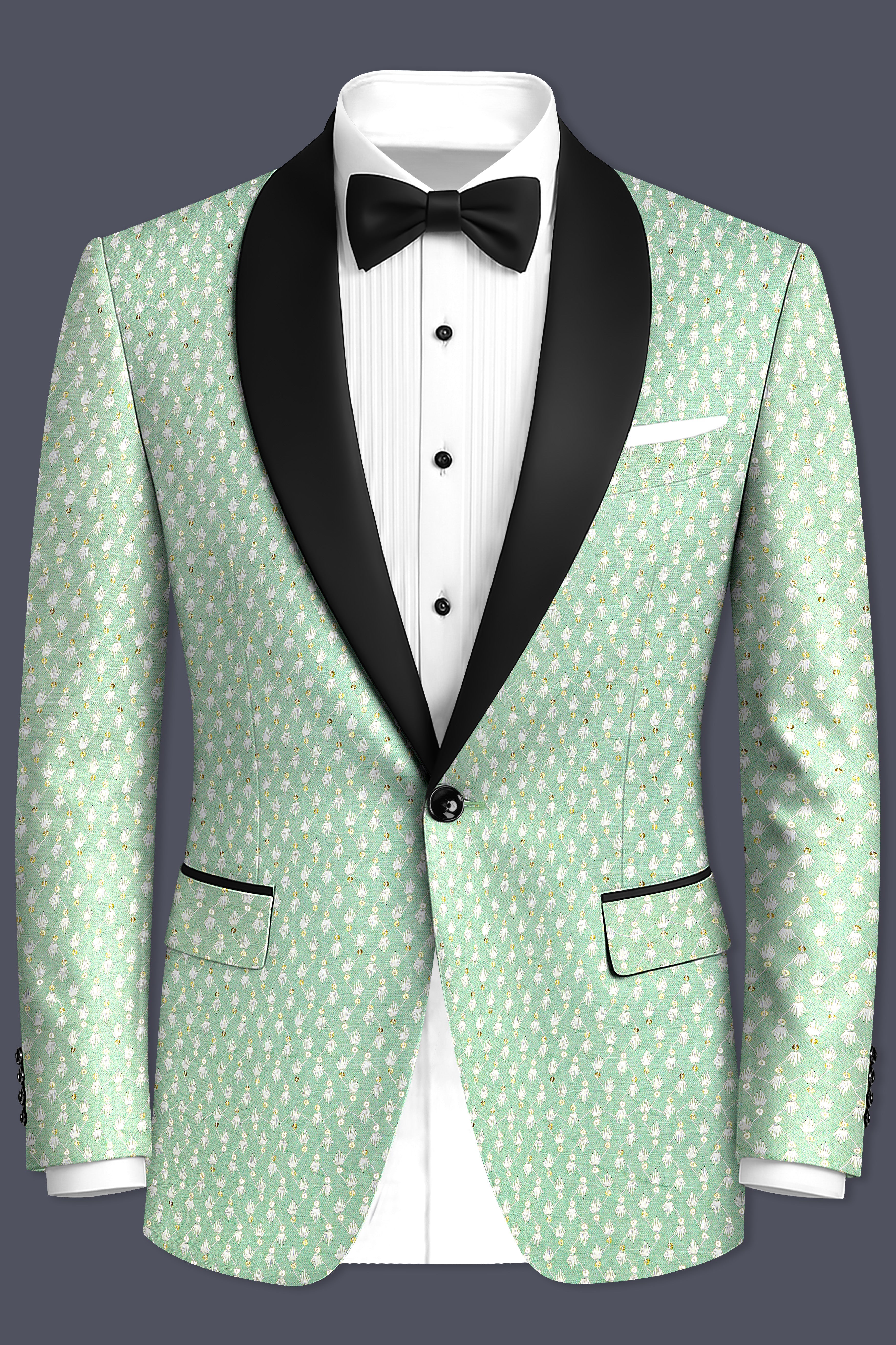 Veressa-Tasman Green Embroidered Viscose Designer Tuxedo Suit