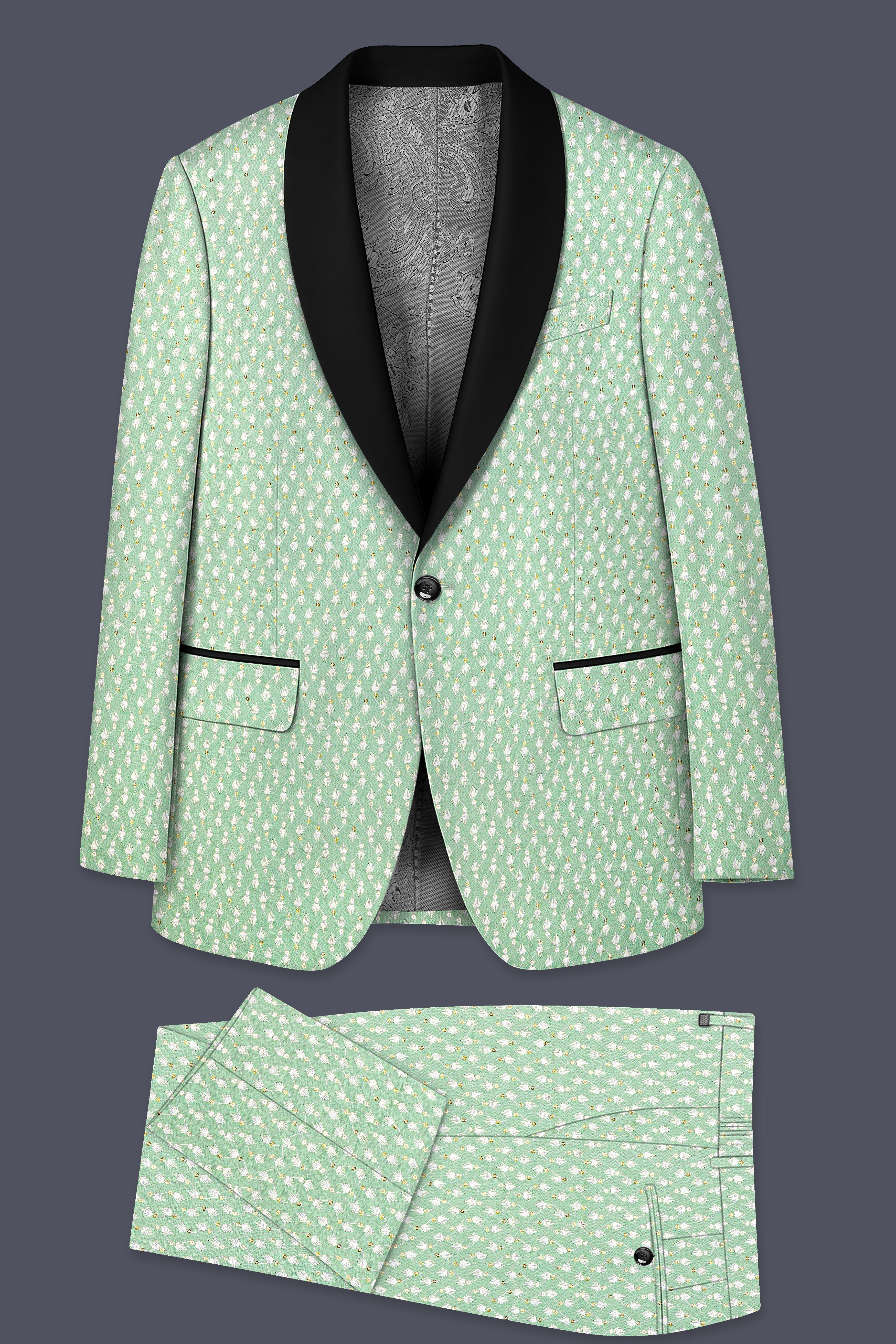 Veressa-Tasman Green Embroidered Viscose Designer Tuxedo Suit