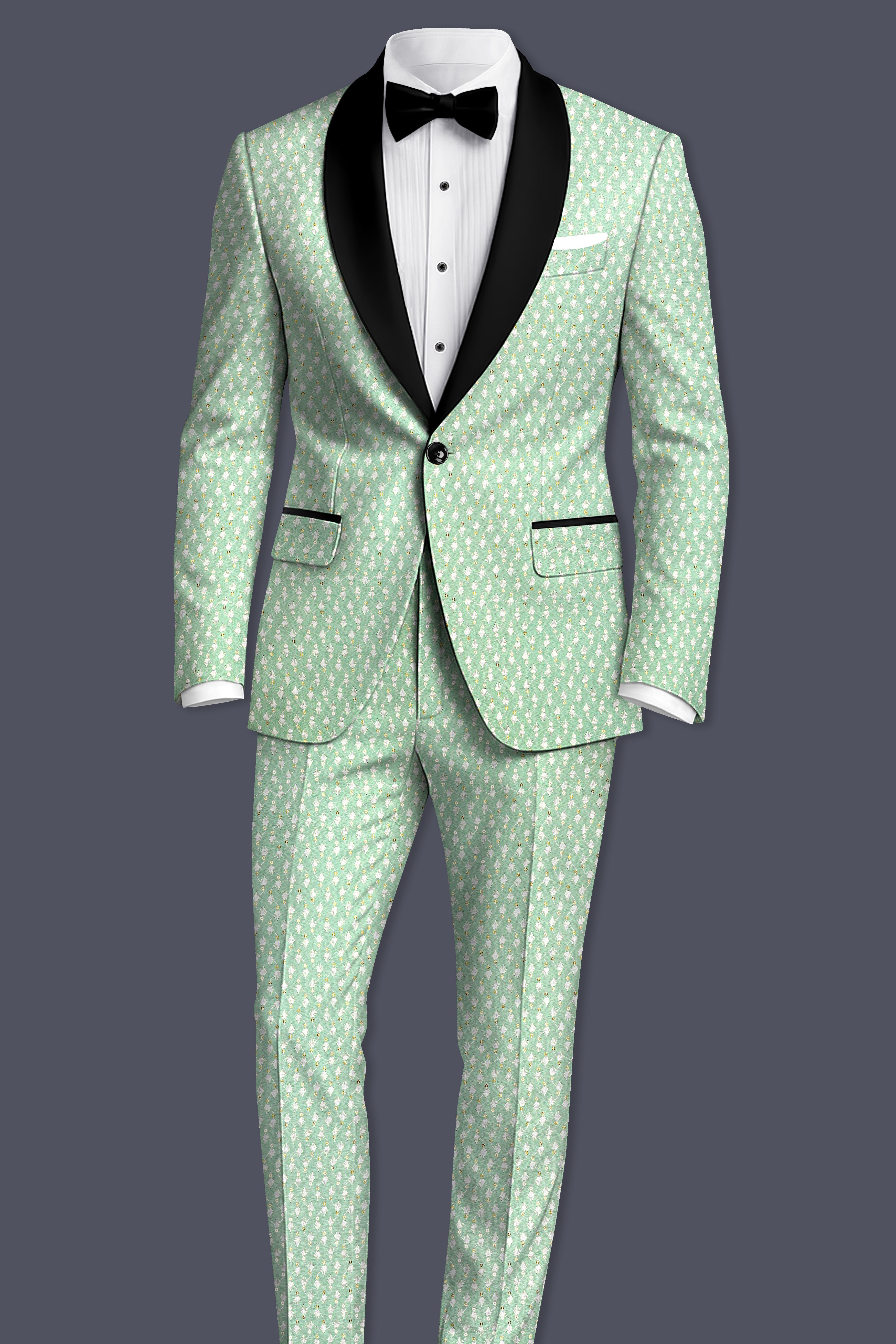 Veressa-Tasman Green Embroidered Viscose Designer Tuxedo Suit