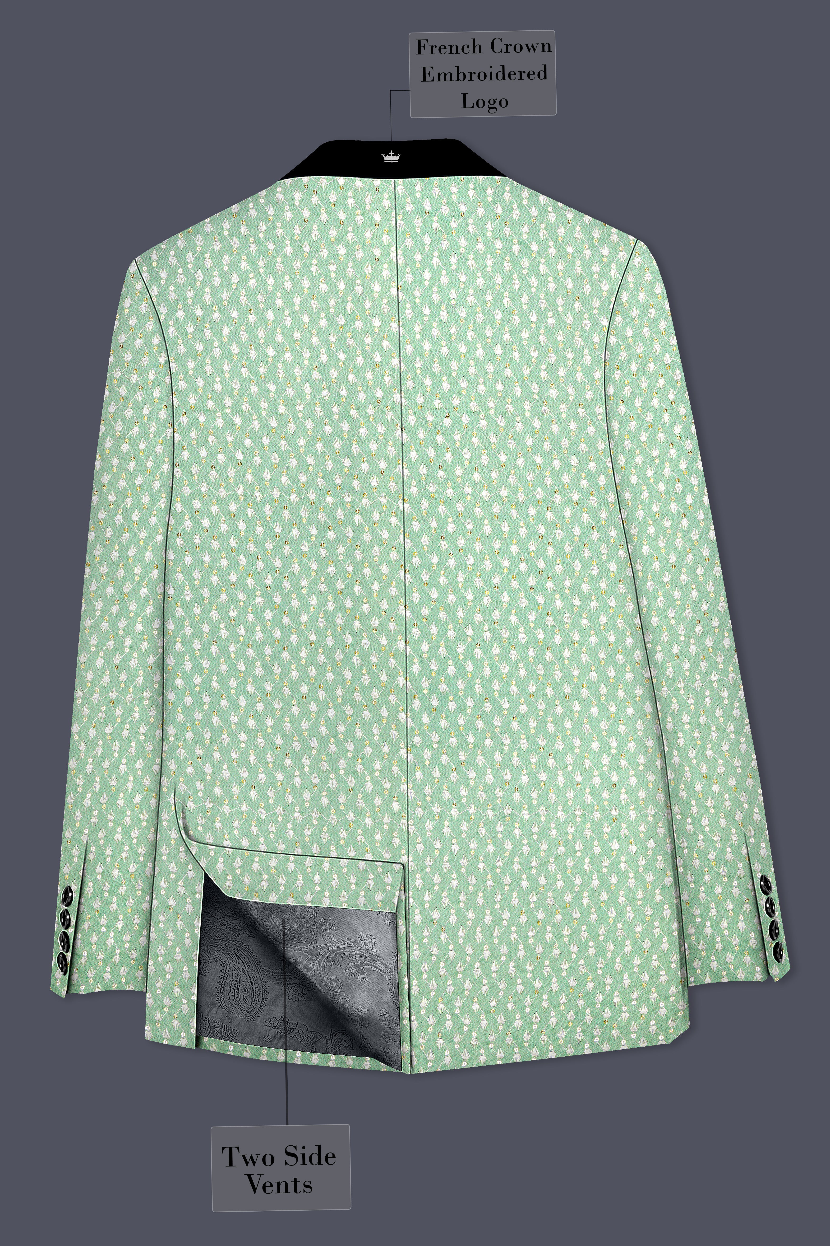 Veressa-Tasman Green Embroidered Viscose Designer Tuxedo Suit