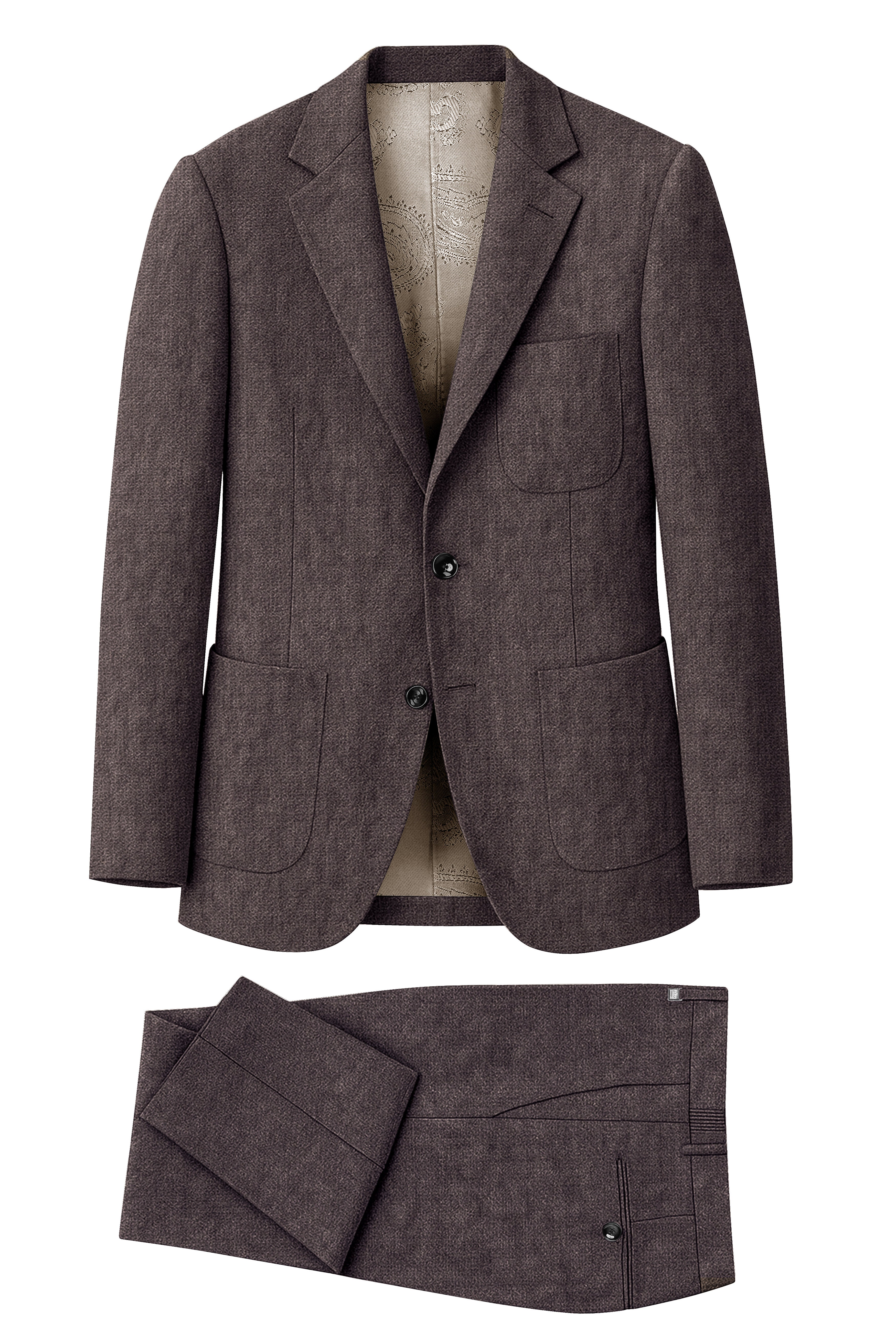 Terravo-Iridium Brown Luxurious Linen Single Breasted Sports Suit