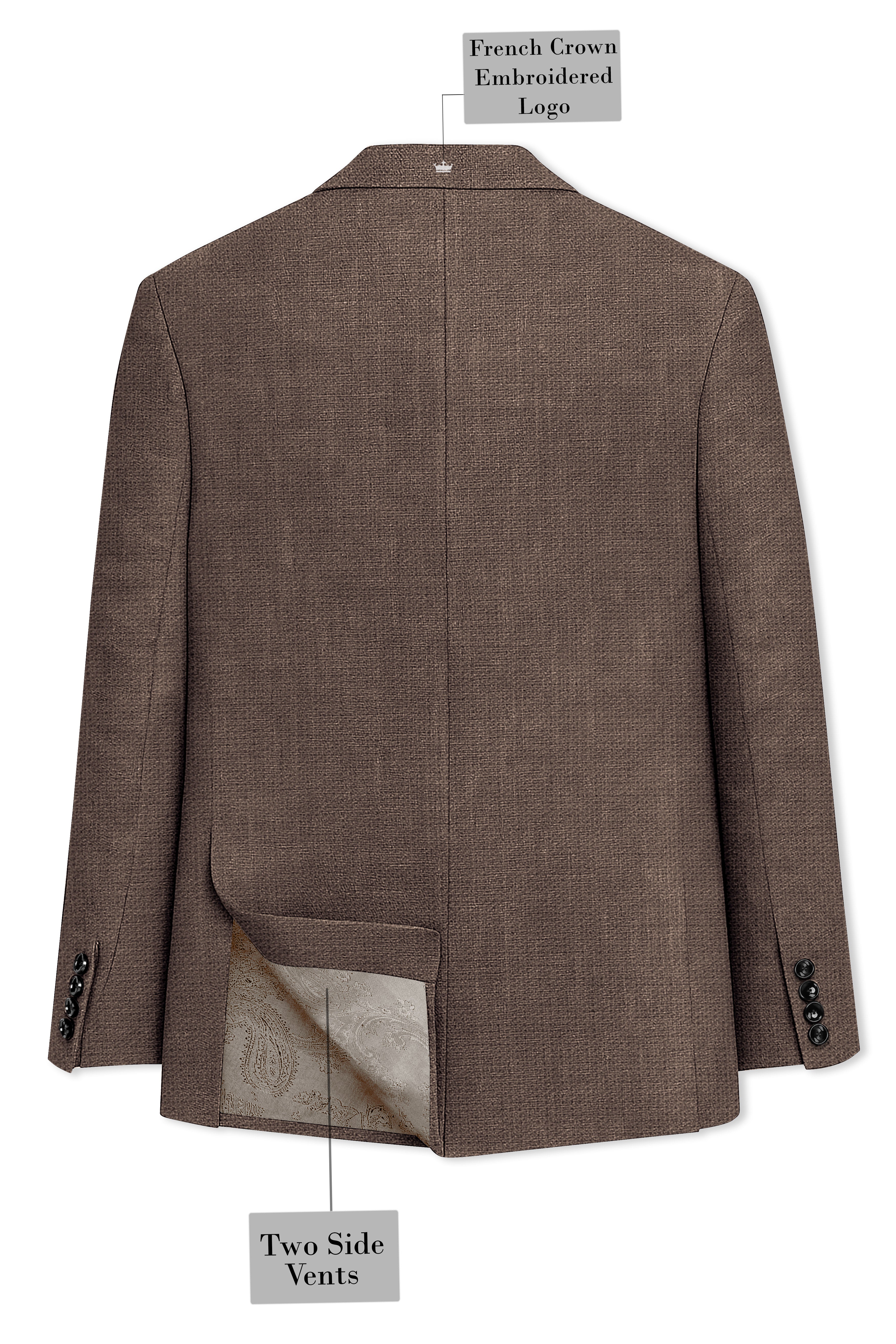 Velbrun-Kabul Brown Luxurious Linen Single Breasted Sports Suit
