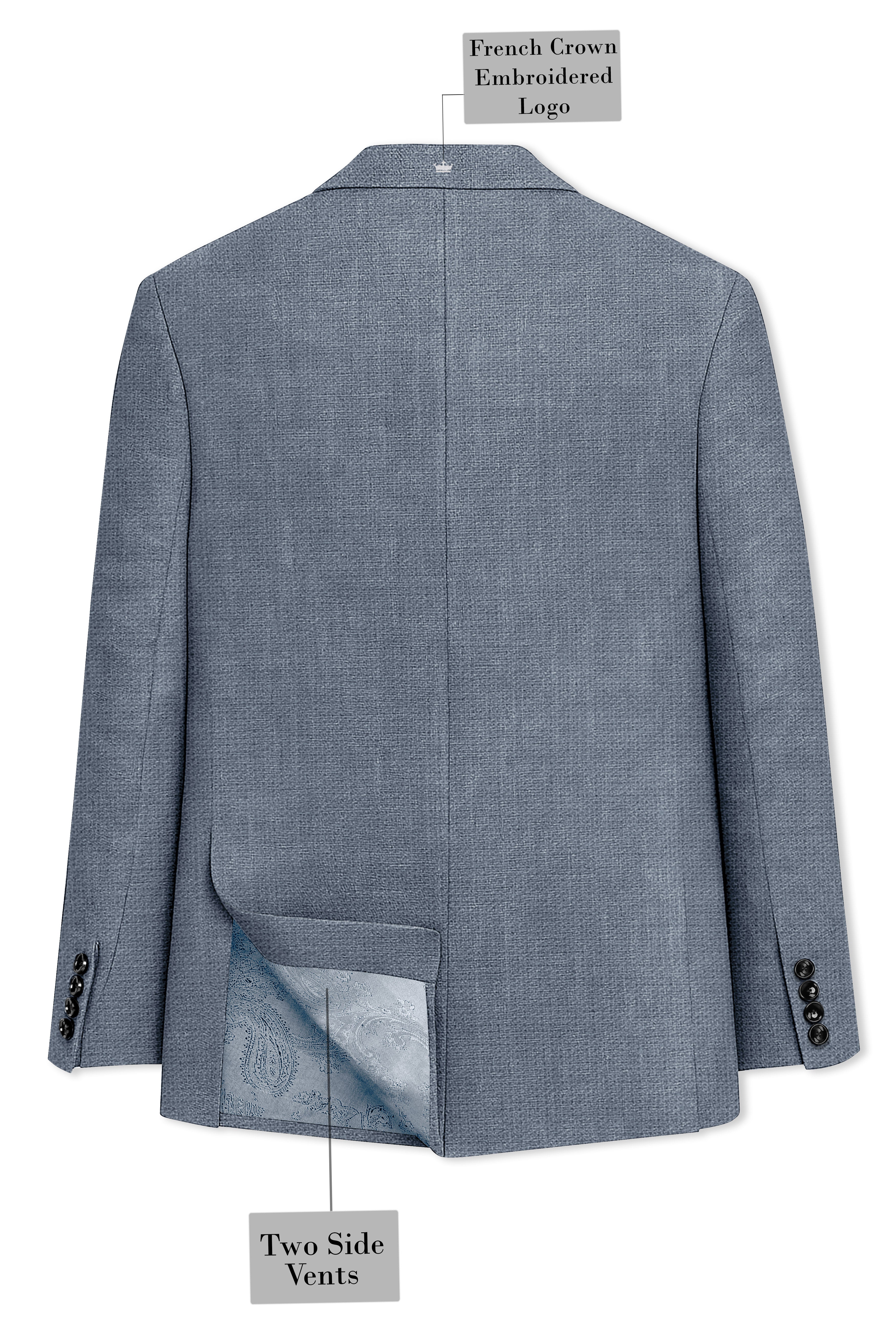 Azurven-Cadet Blue Luxurious Linen Single Breasted Sports Suit