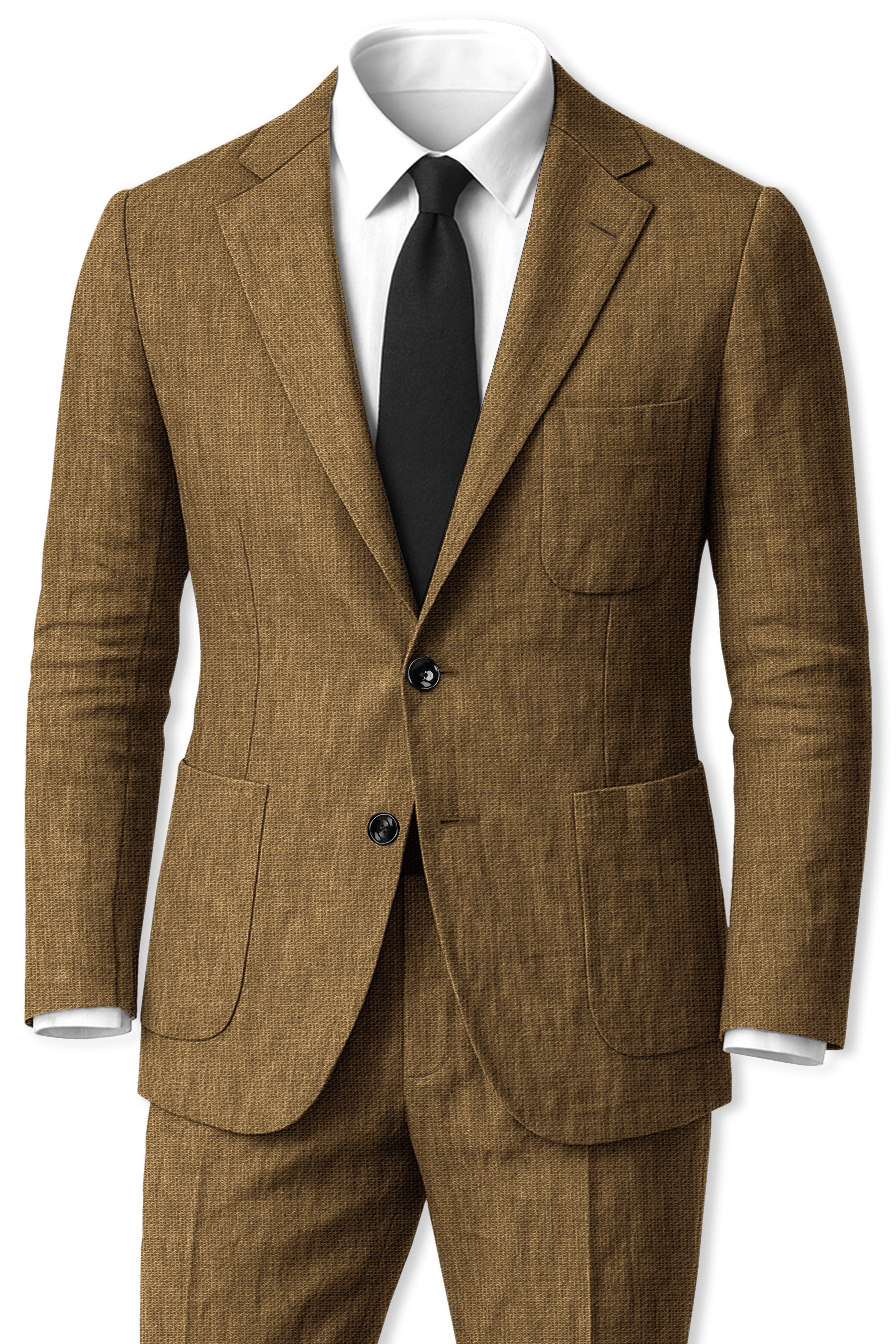 Brunoro-Shadow Brown Luxurious Linen Single Breasted Sports Suit