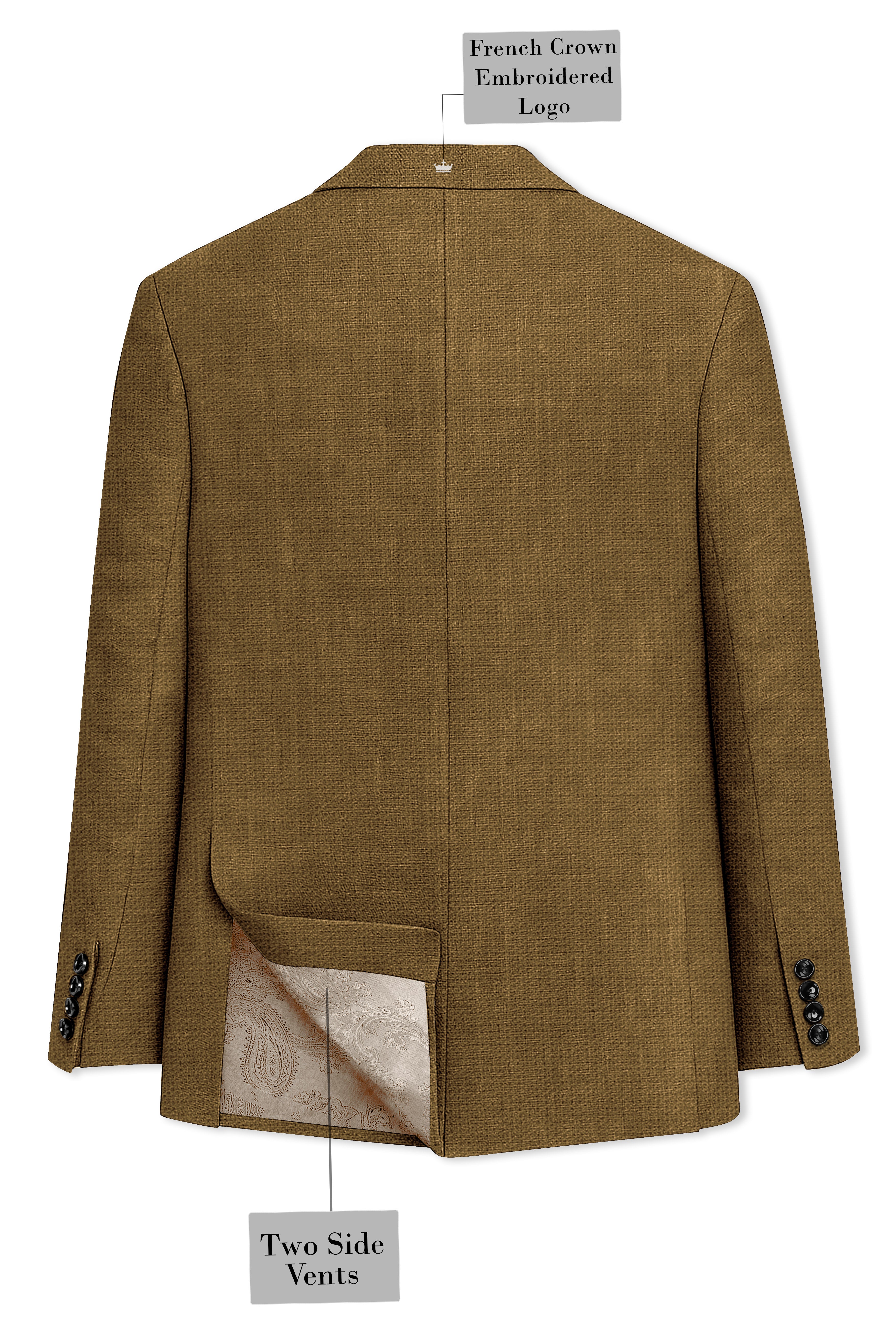 Brunoro-Shadow Brown Luxurious Linen Single Breasted Sports Suit