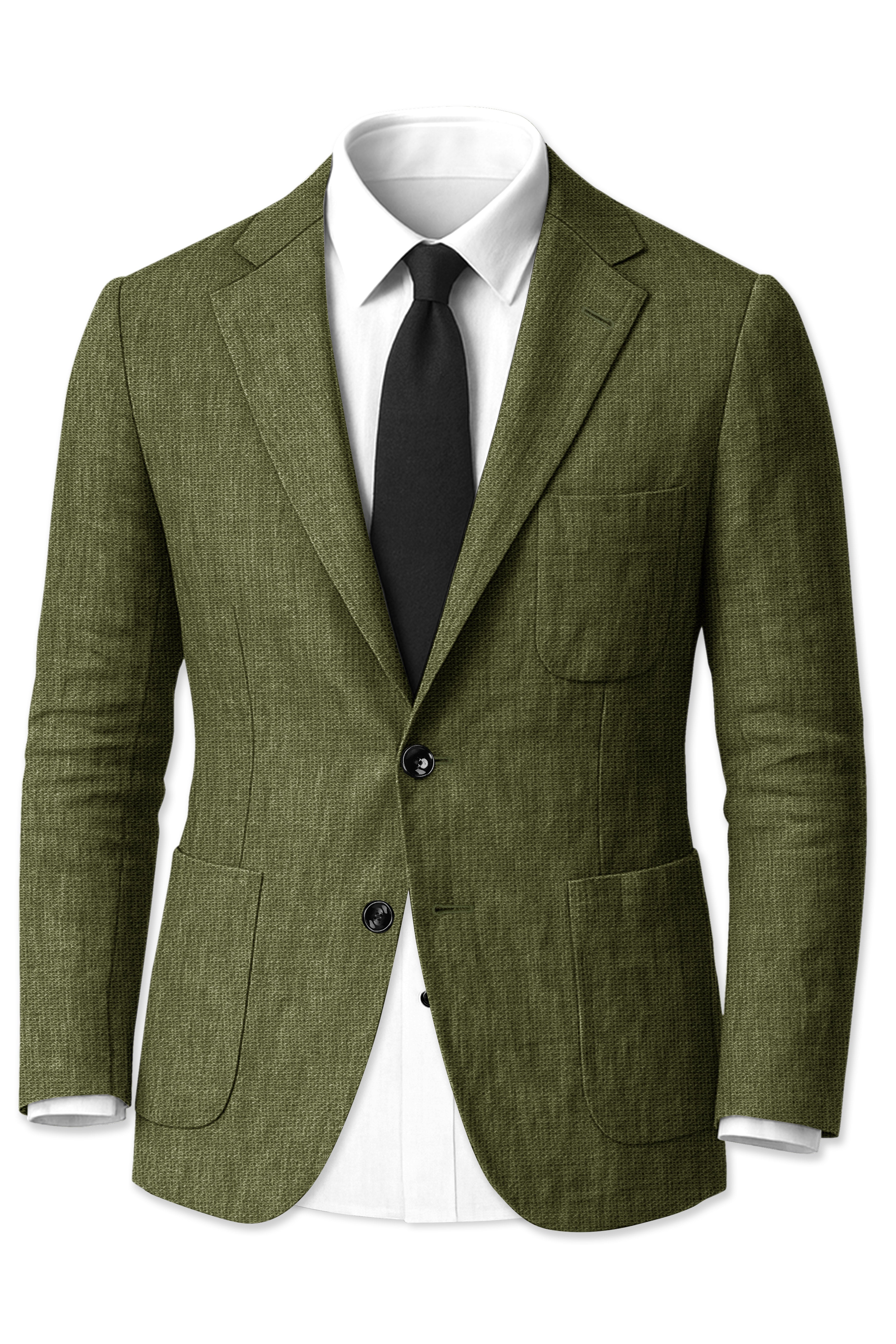 Gravino-Rifle Green Luxurious Linen Single Breasted Sports Suit