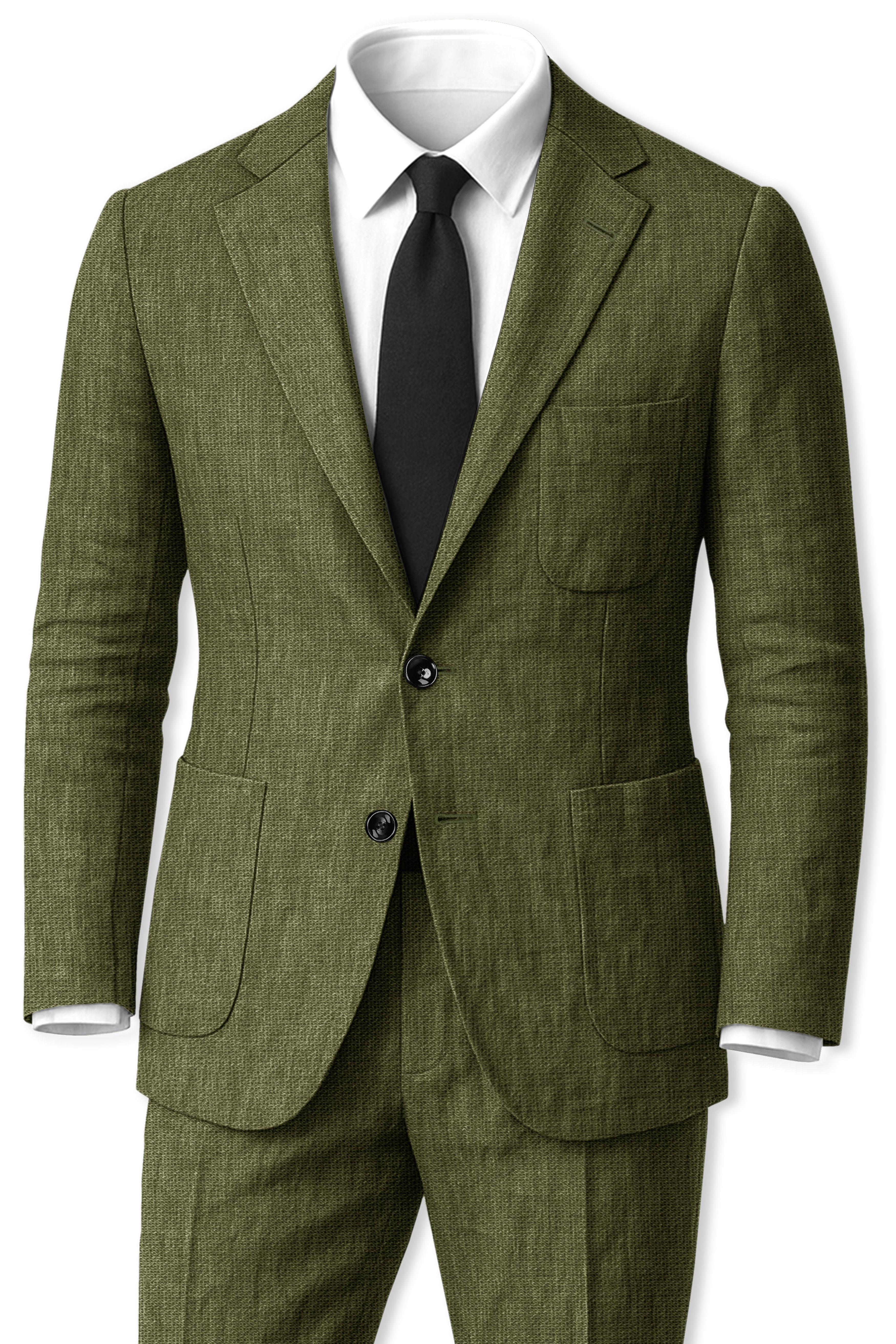 Gravino-Rifle Green Luxurious Linen Single Breasted Sports Suit
