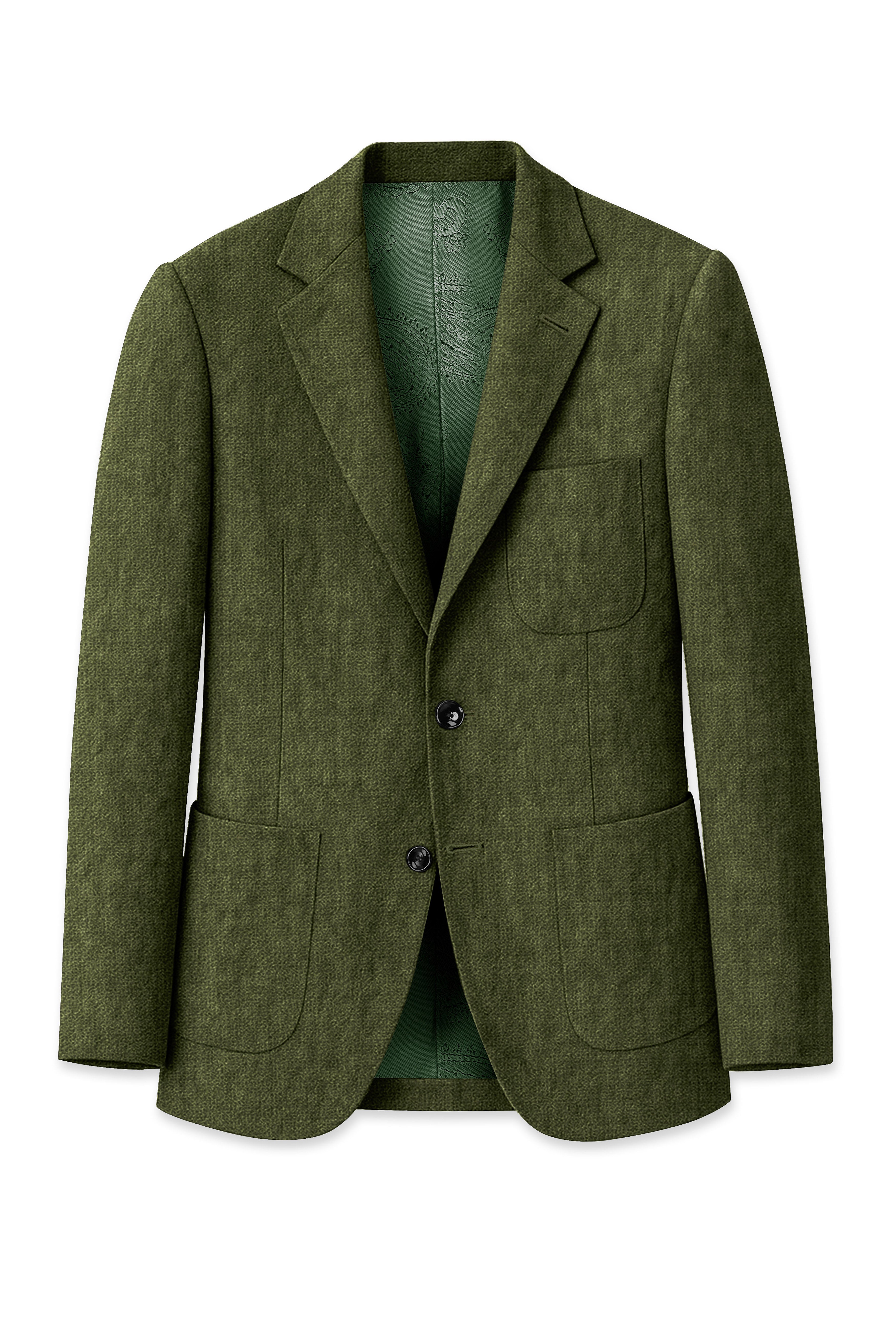 Gravino-Rifle Green Luxurious Linen Single Breasted Sports Suit