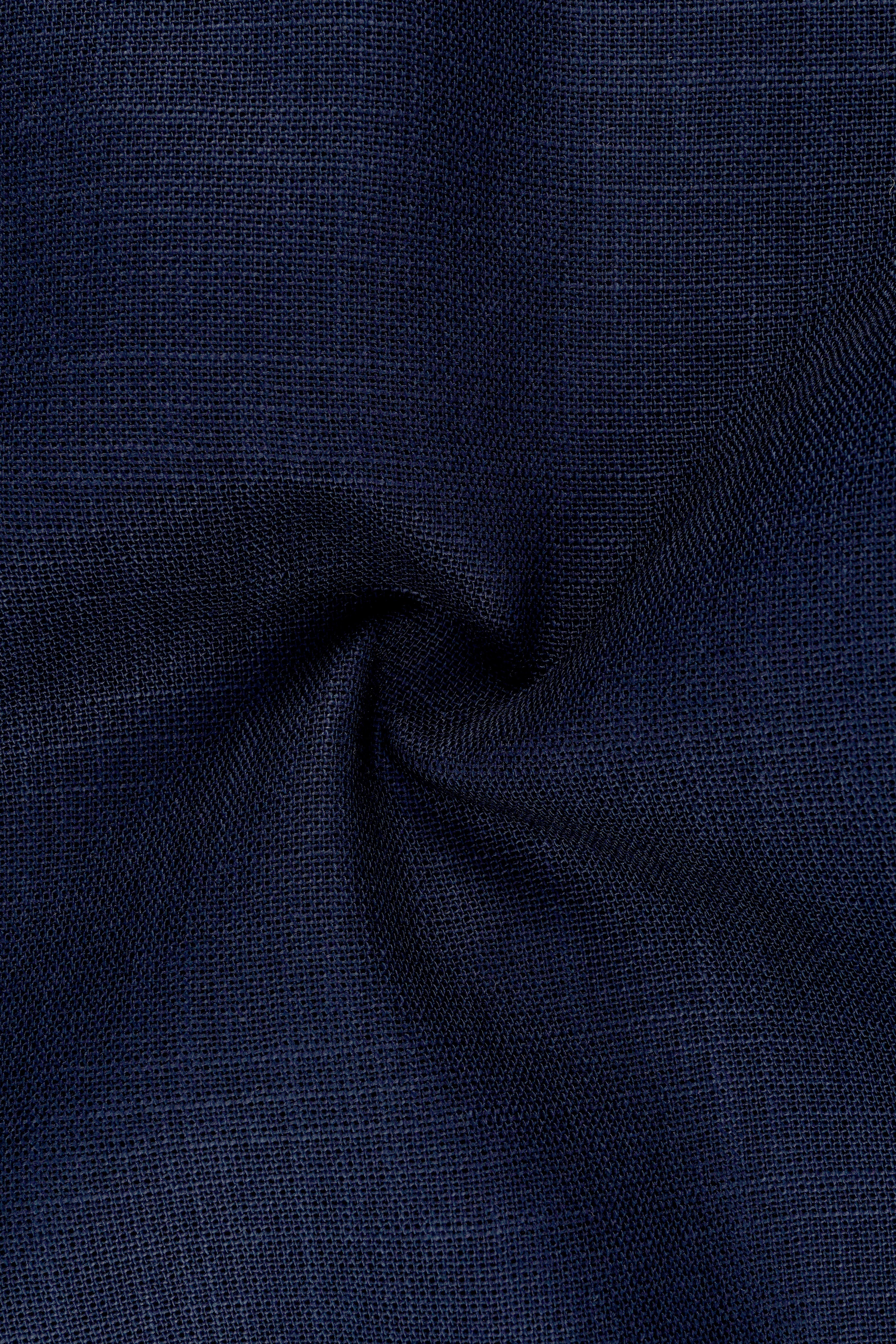 Azurven-Firefly Blue Luxurious Linen Single Breasted Sports Suit