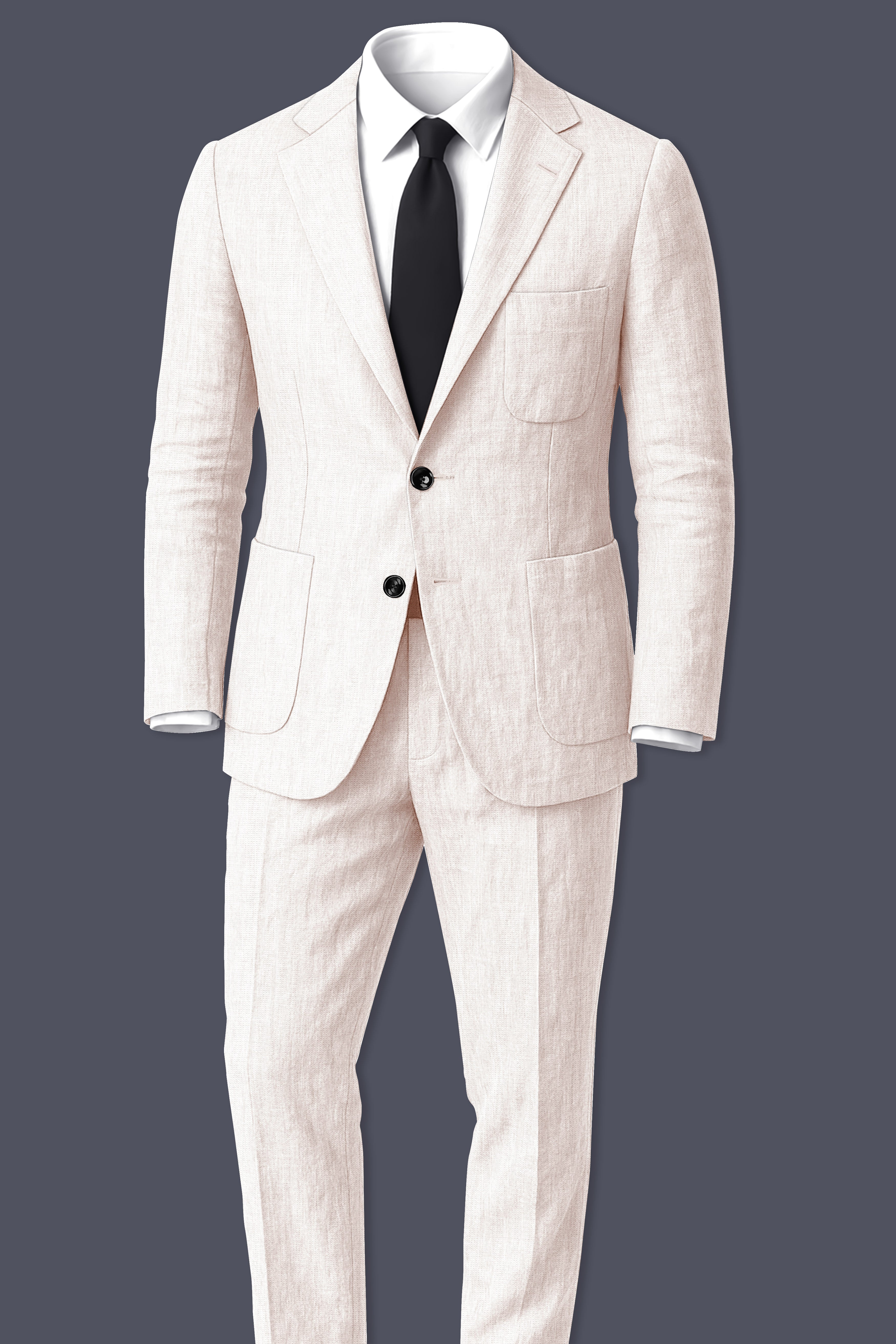 Velcrea-Vista Cream Luxurious Linen Single Breasted Sports Suit