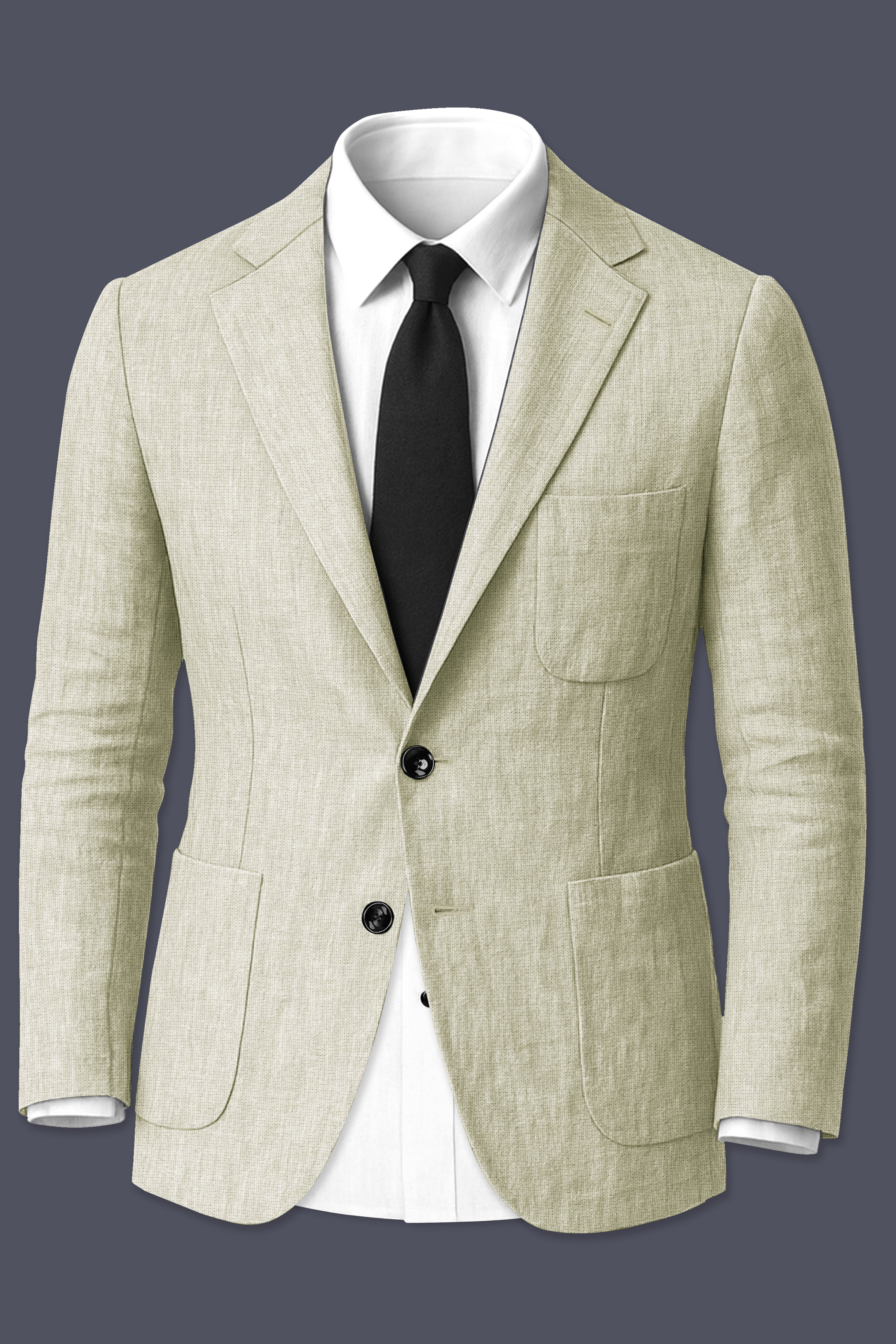 Virenza-Thistle Green Luxurious Linen Single Breasted Sports Suit