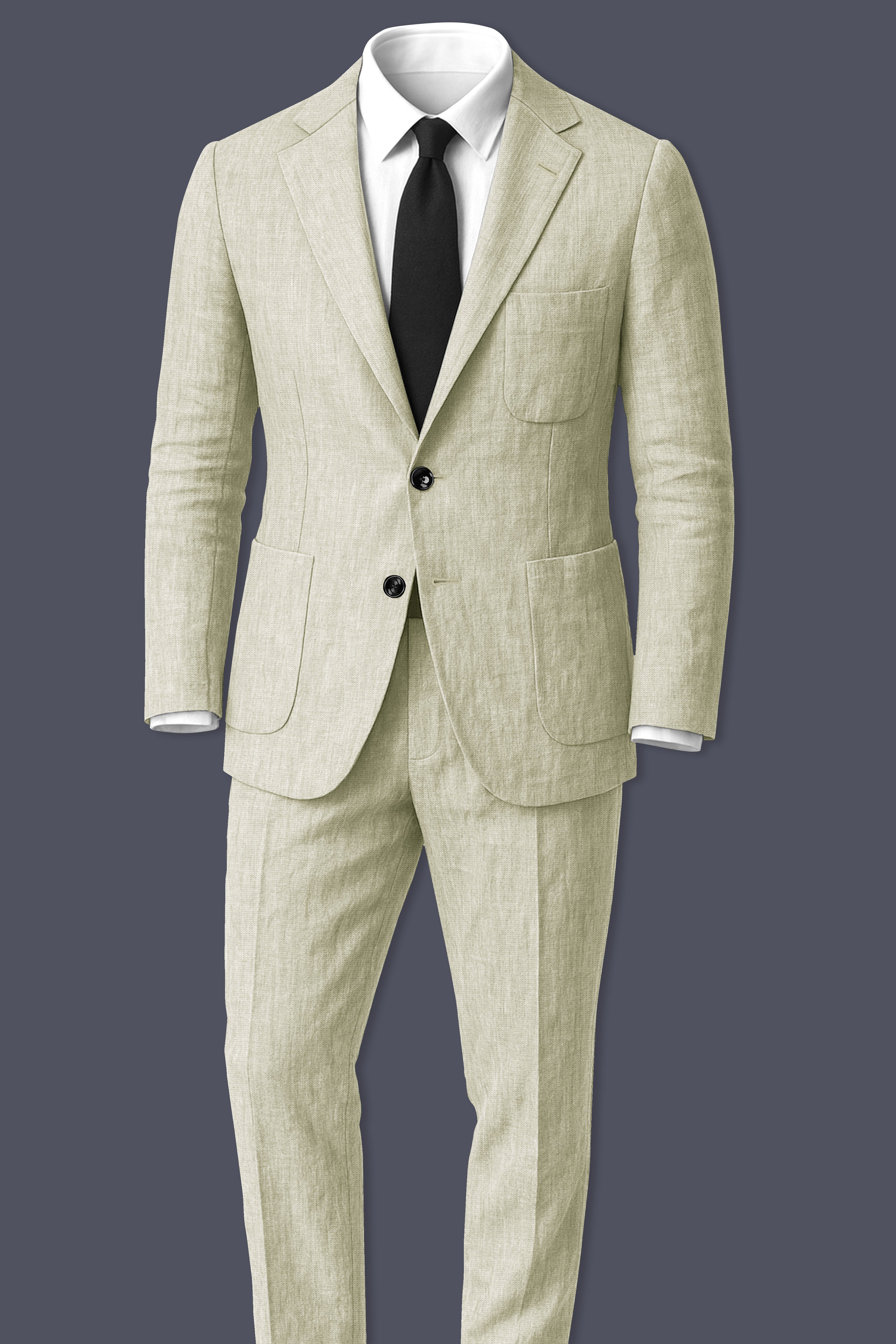 Virenza-Thistle Green Luxurious Linen Single Breasted Sports Suit