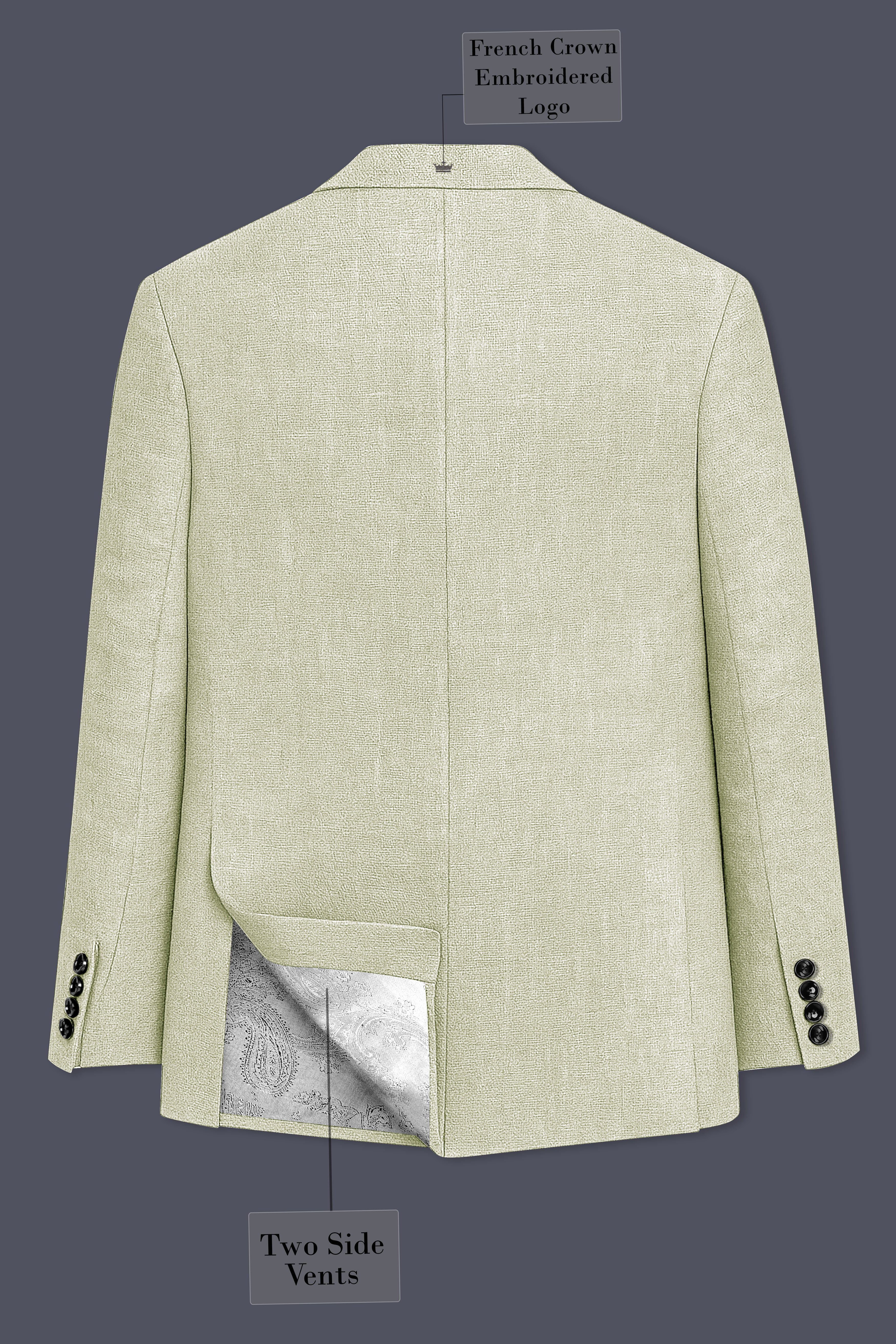 Virenza-Thistle Green Luxurious Linen Single Breasted Sports Suit