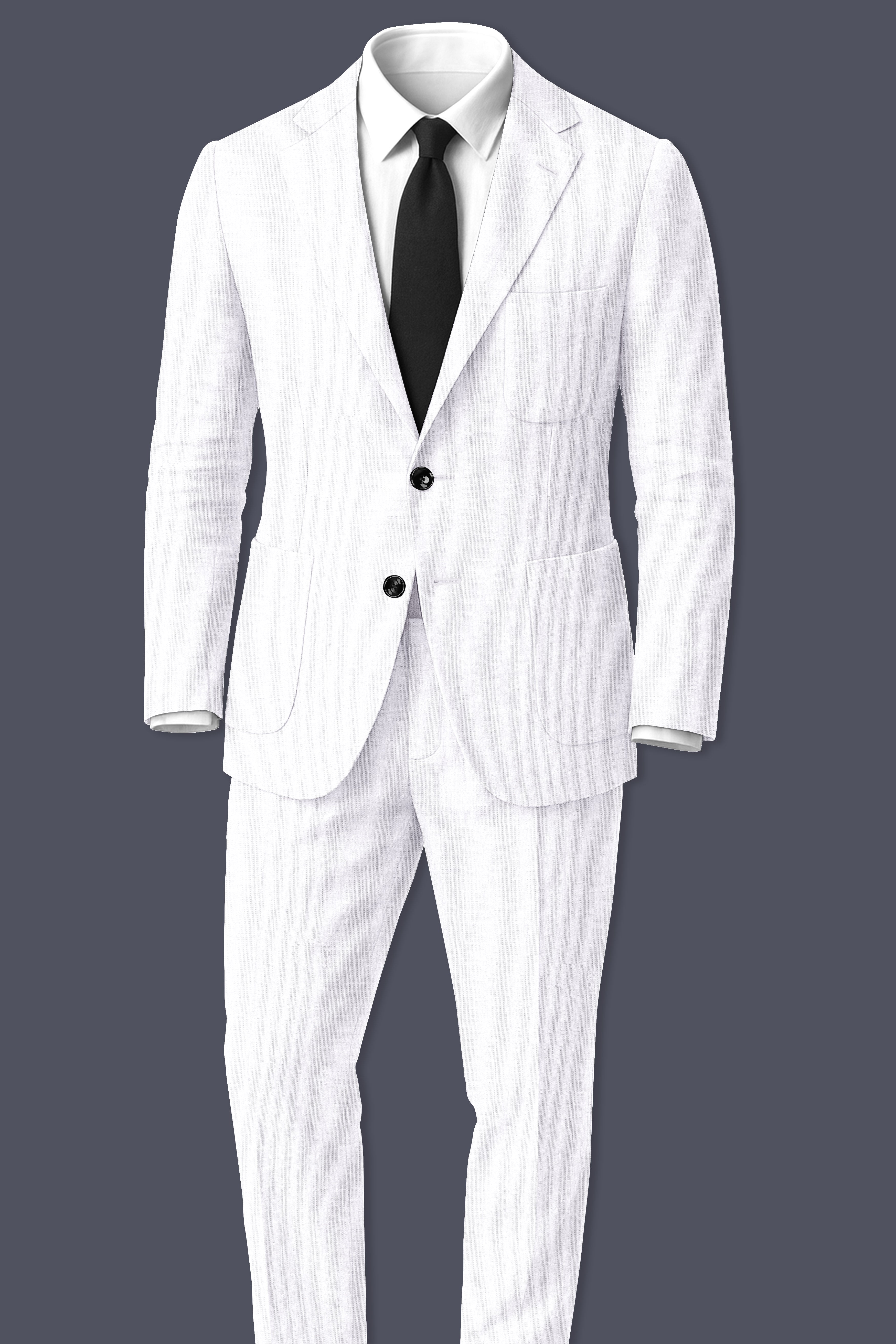 Alvesso-Bright White Luxurious Linen Single Breasted Stretchable traveler Suit
