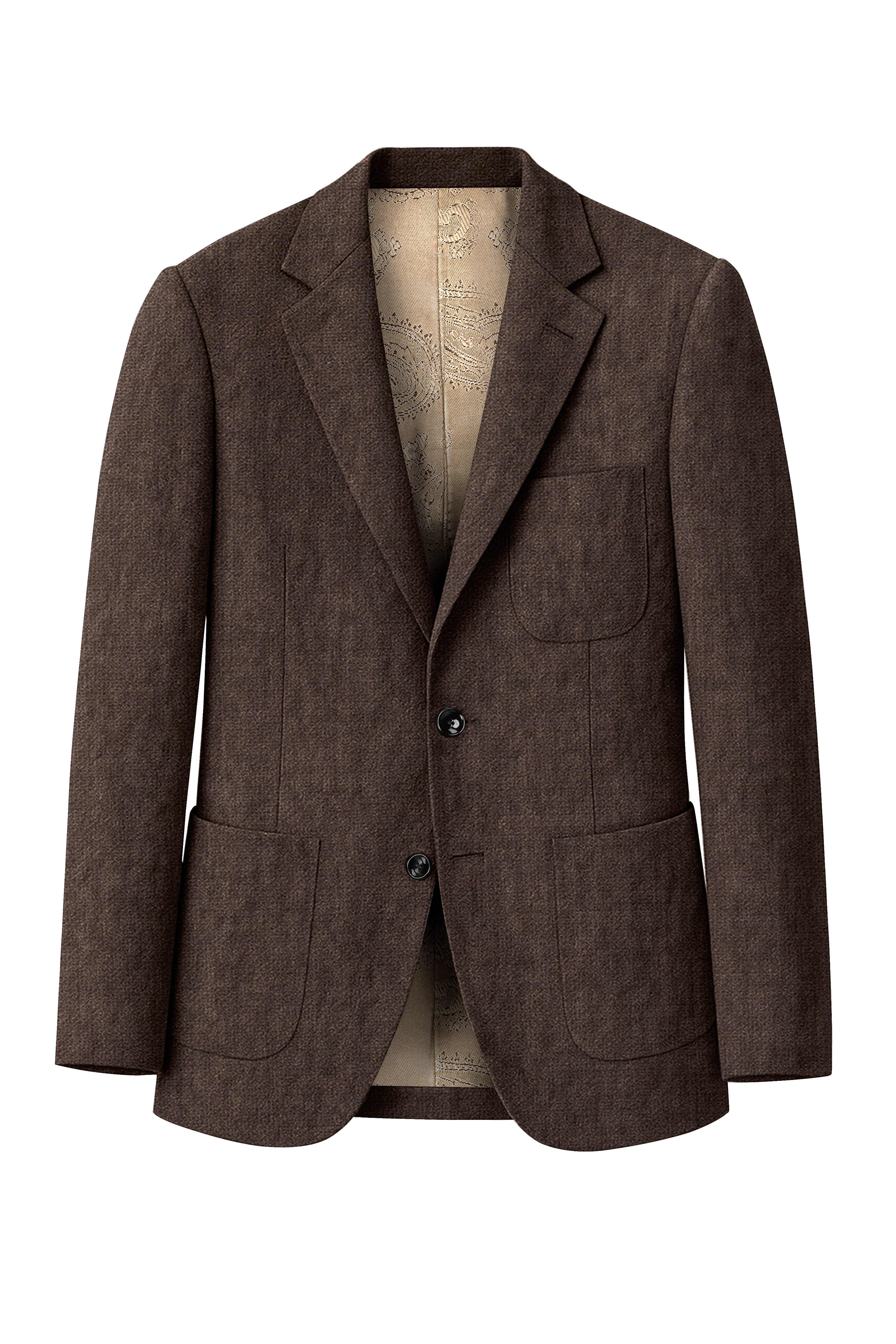 Terravo-Bistre Brown Luxurious Linen Single Breasted Sports Suit