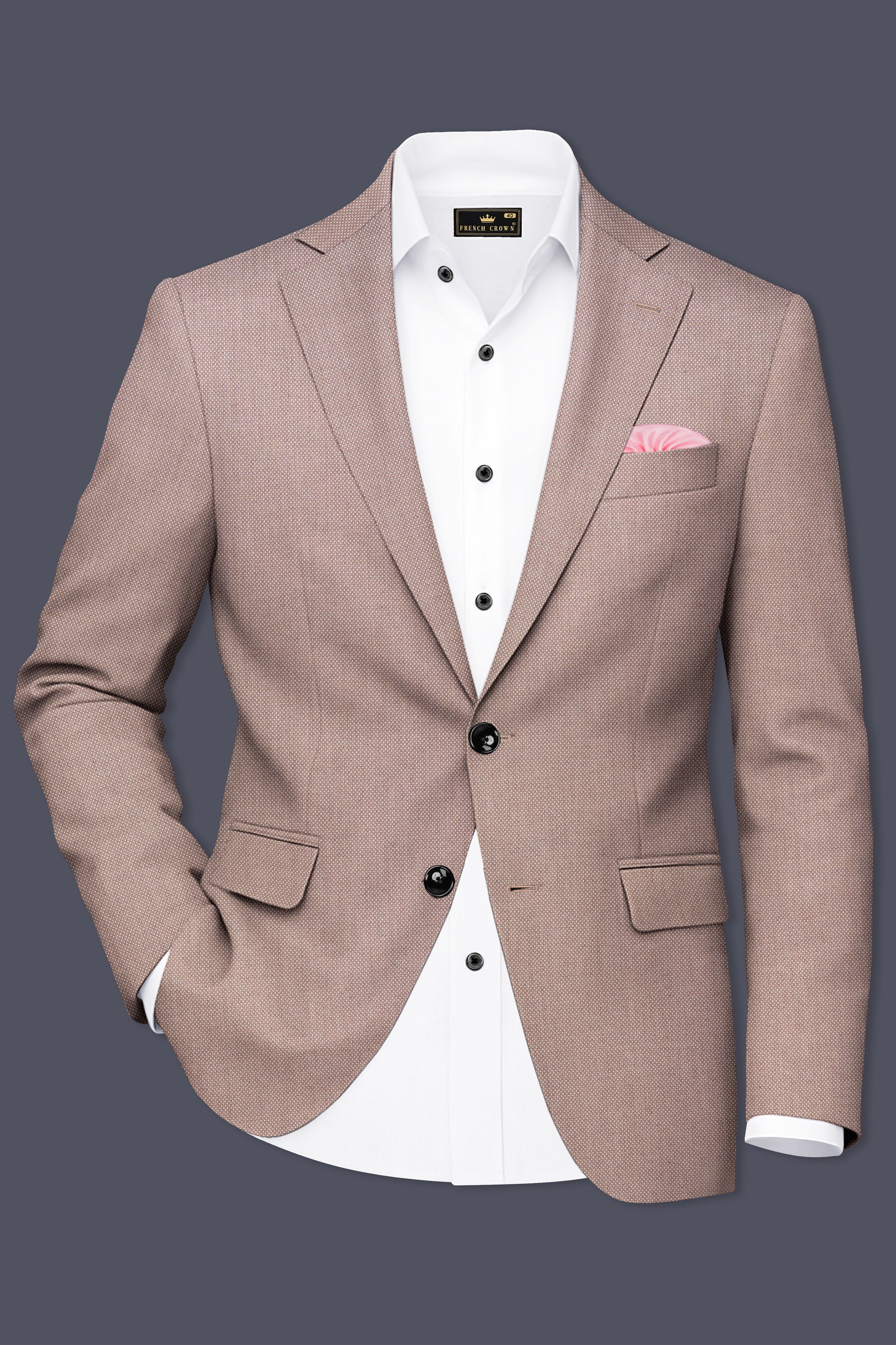 Velbrun-Zorba Brown Textured Wool Rich Single Breasted Suit