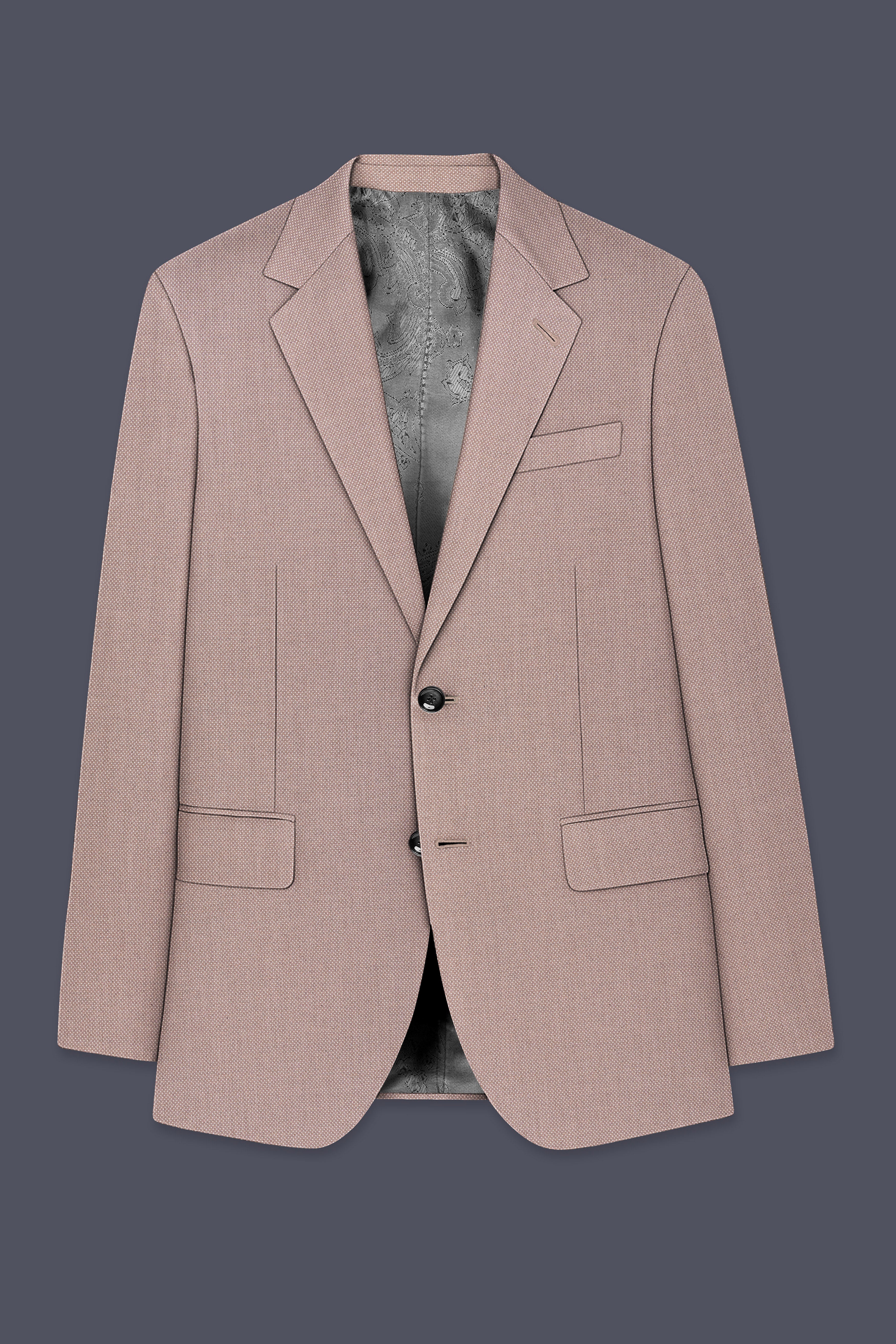Velbrun-Zorba Brown Textured Wool Rich Single Breasted Suit