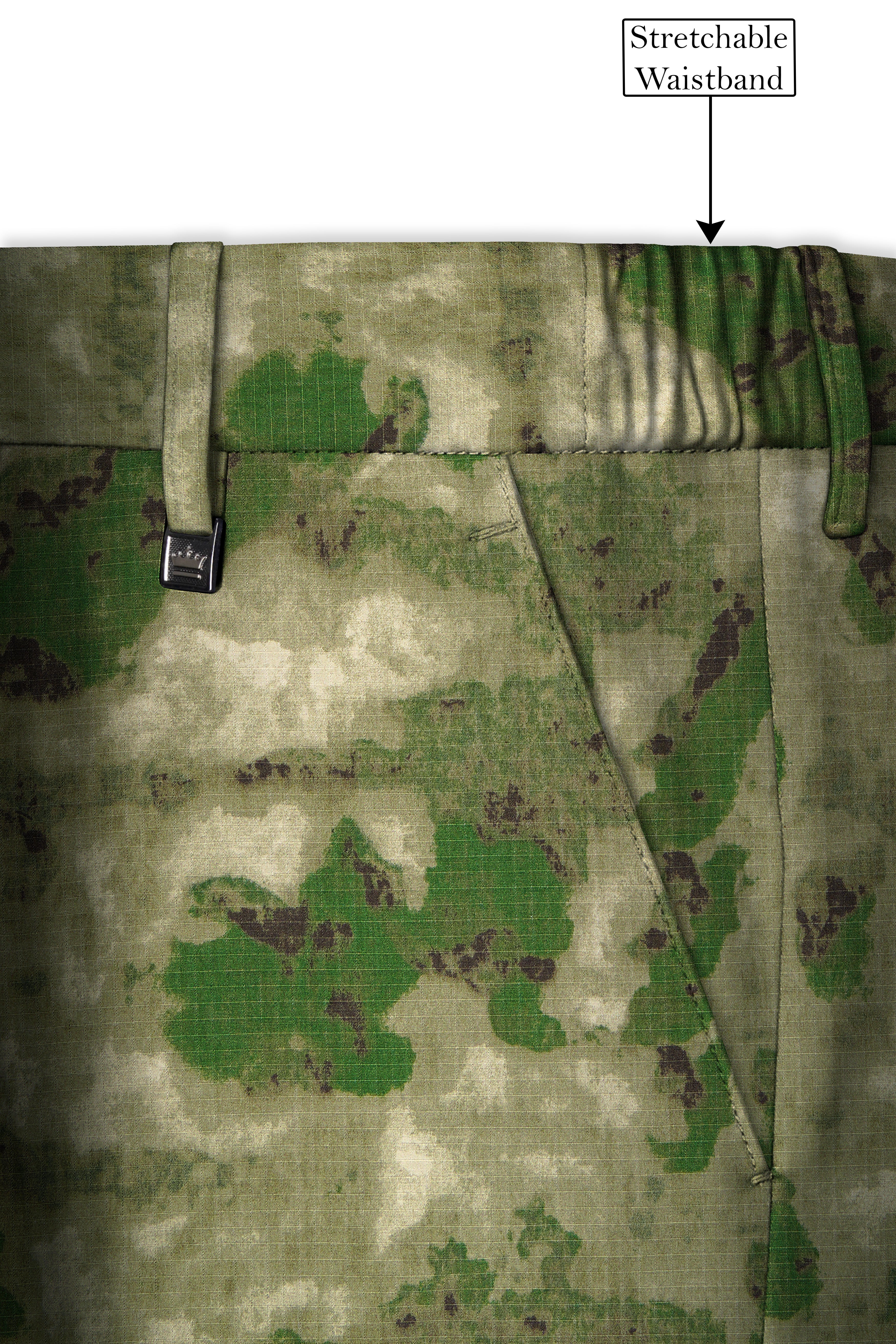 Virenza-Rifle Green and Wafer Cream Tie Dye Printed Premium Cotton Single Breasted Suit
