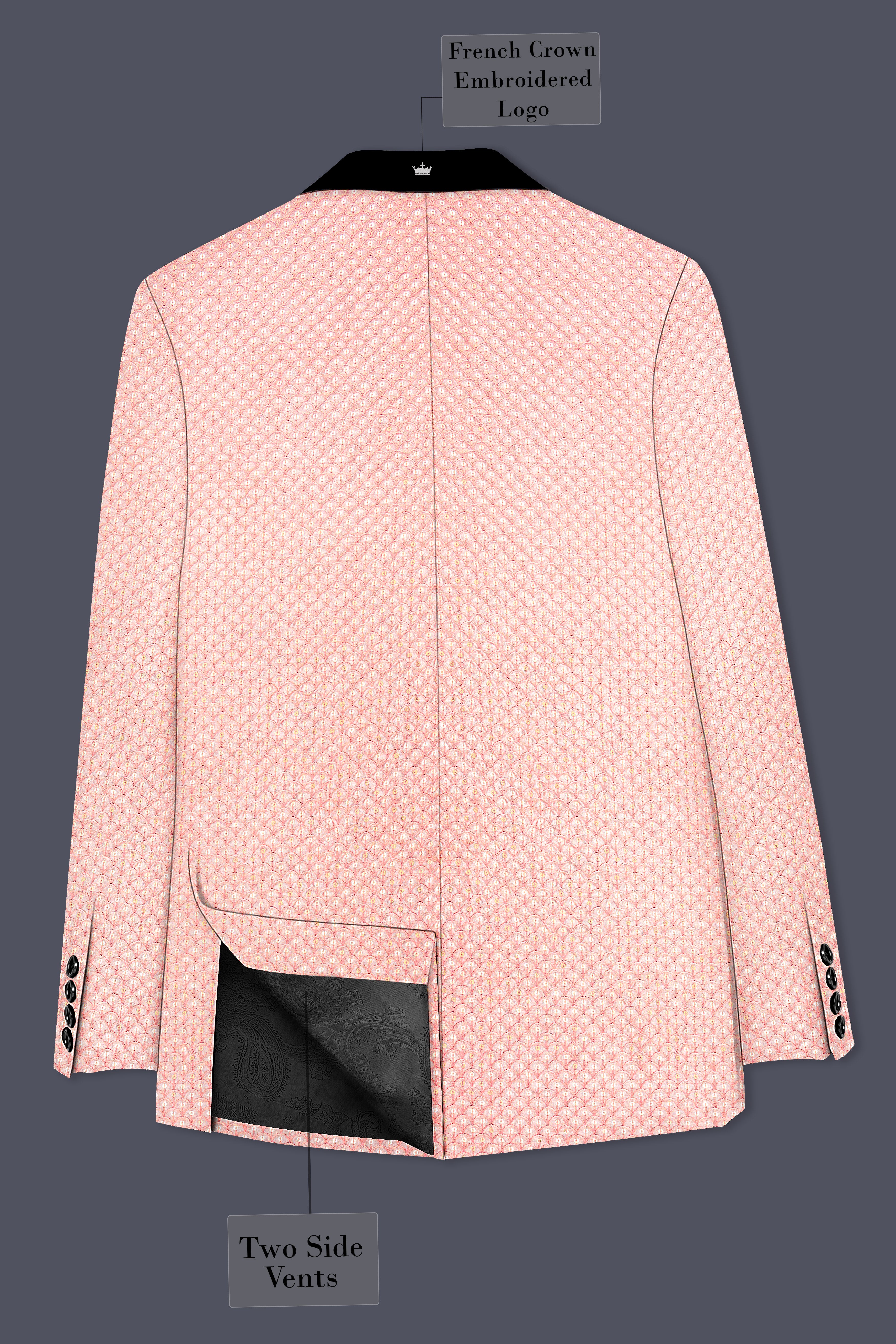 Rosavon-Mandys Pink Cotton Thread Heavy Embroidered Designer Tuxedo Suit