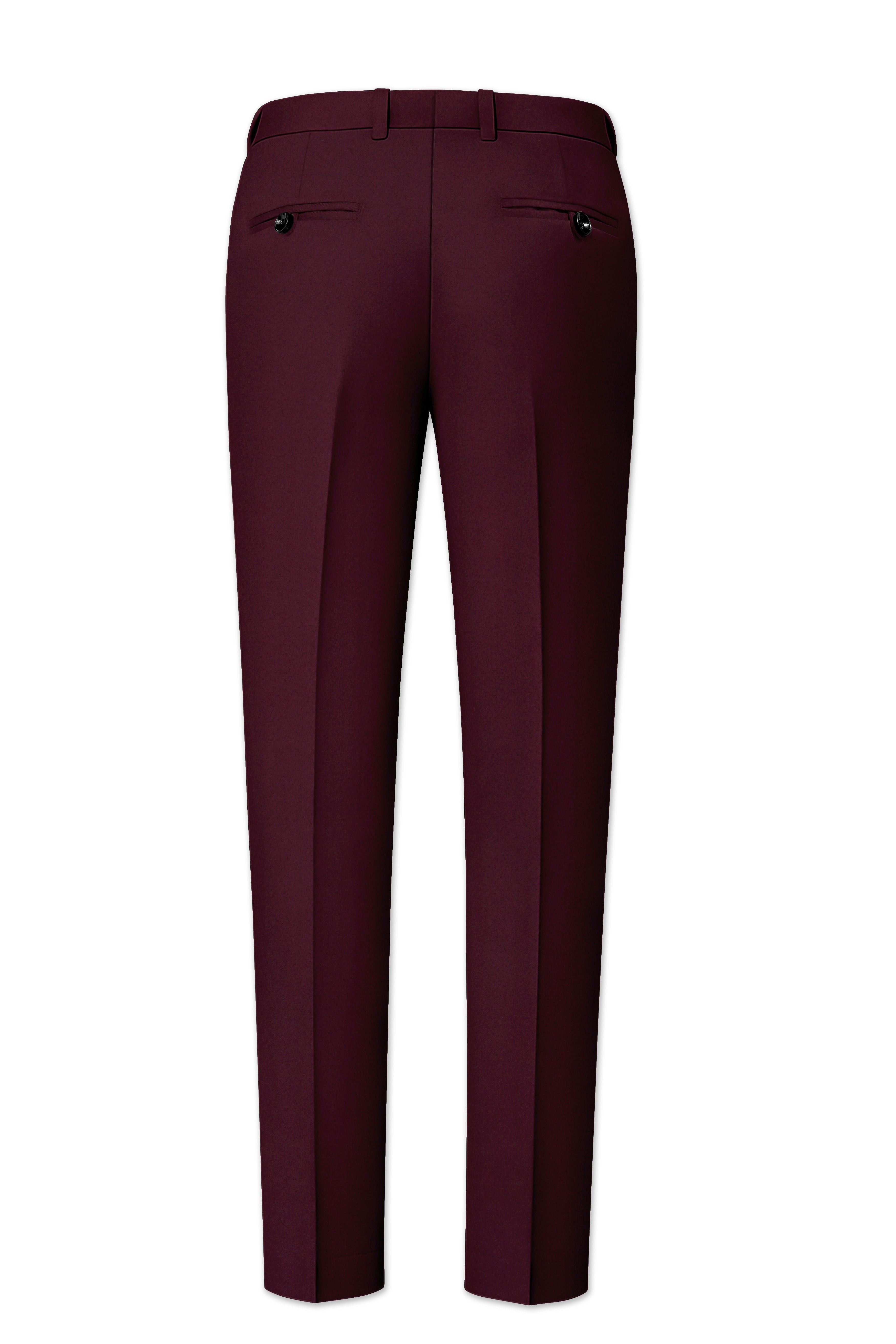 Flexmaro-Korean Crater Maroon 4-Way Stretch Wool Rich Bandhgala Suit