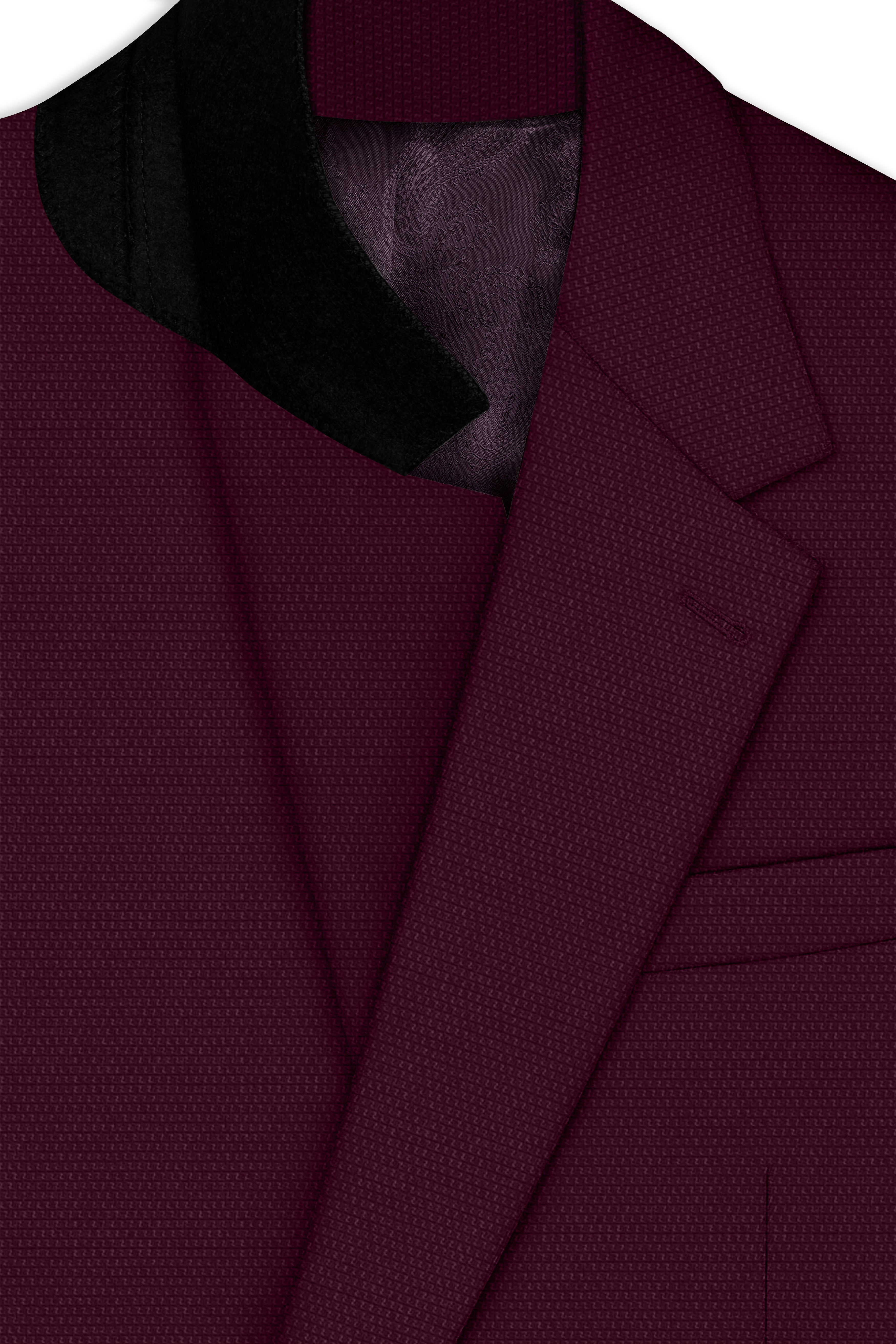 Auremar-Barossa Maroon Textured Wool Rich Single Breasted Suit