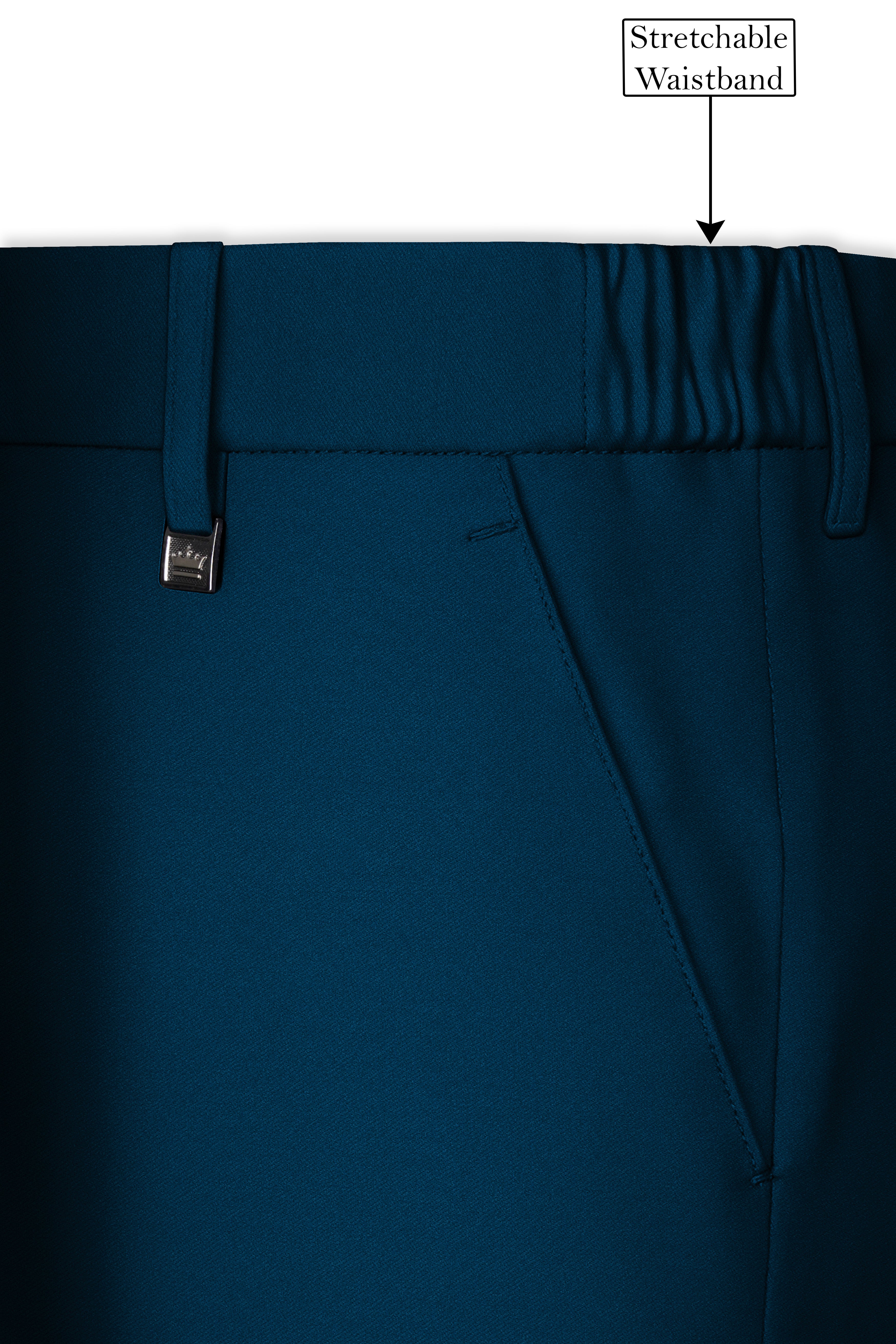 Aureblu-Korean Prussian Blue 4-Way Stretch Wool Rich Bandhgala Suit