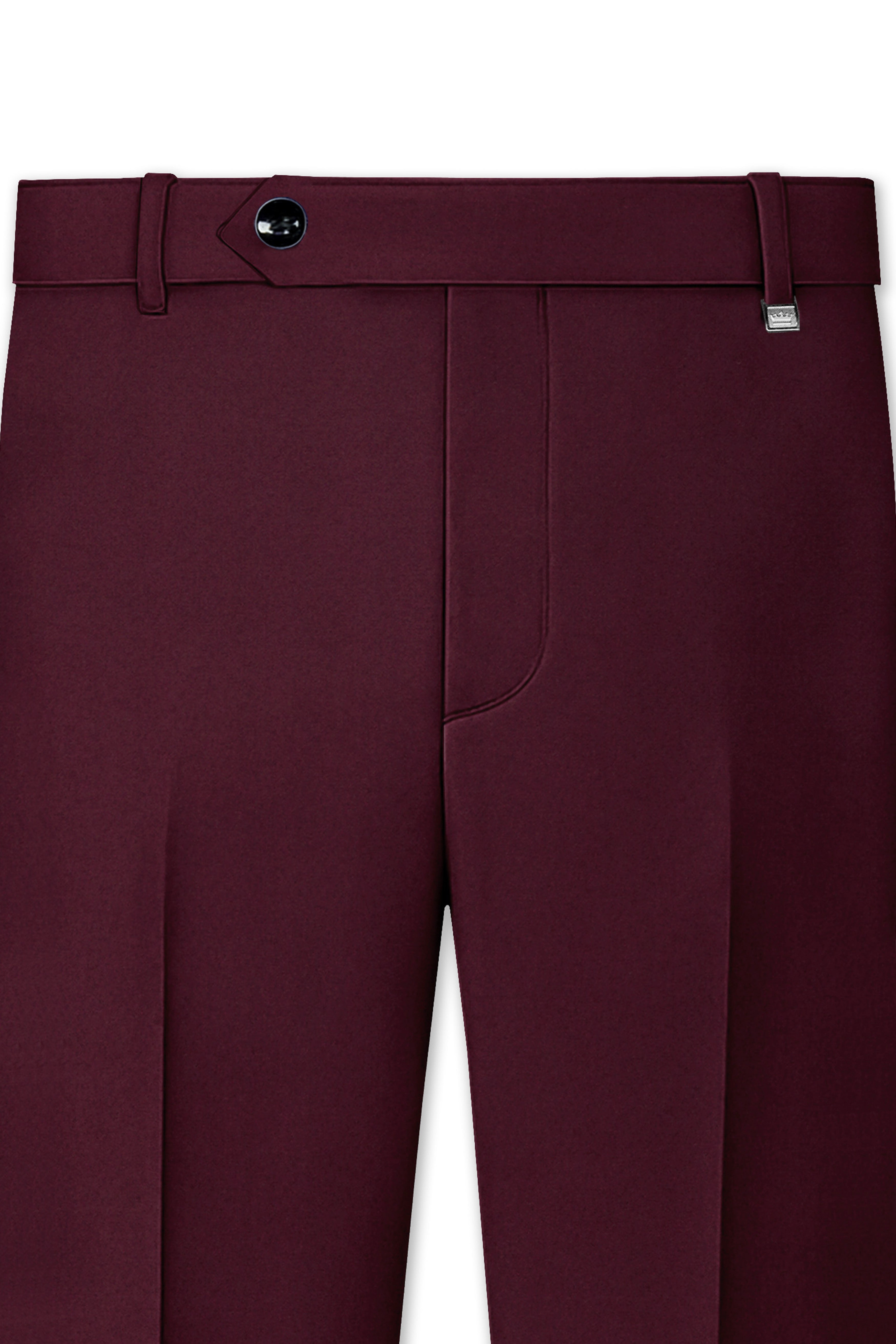 Flexmaro-Korean Crater Maroon 4-Way Stretch Wrinkle-Free Wool Rich Cross Placket Bandhgala Suit