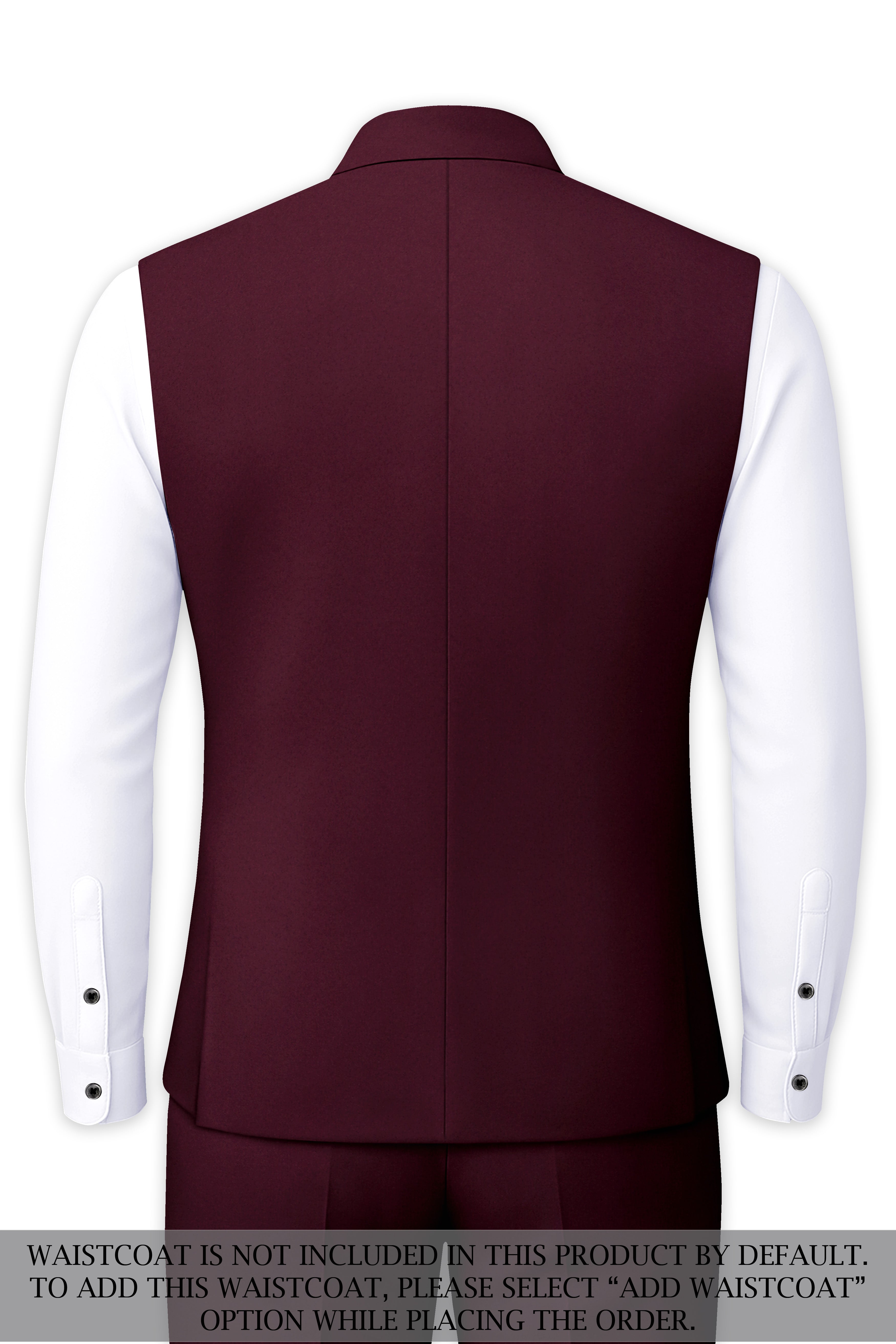 Flexmaro-Korean Crater Maroon 4-Way Stretch Wrinkle-Free Wool Rich Cross Placket Bandhgala Suit