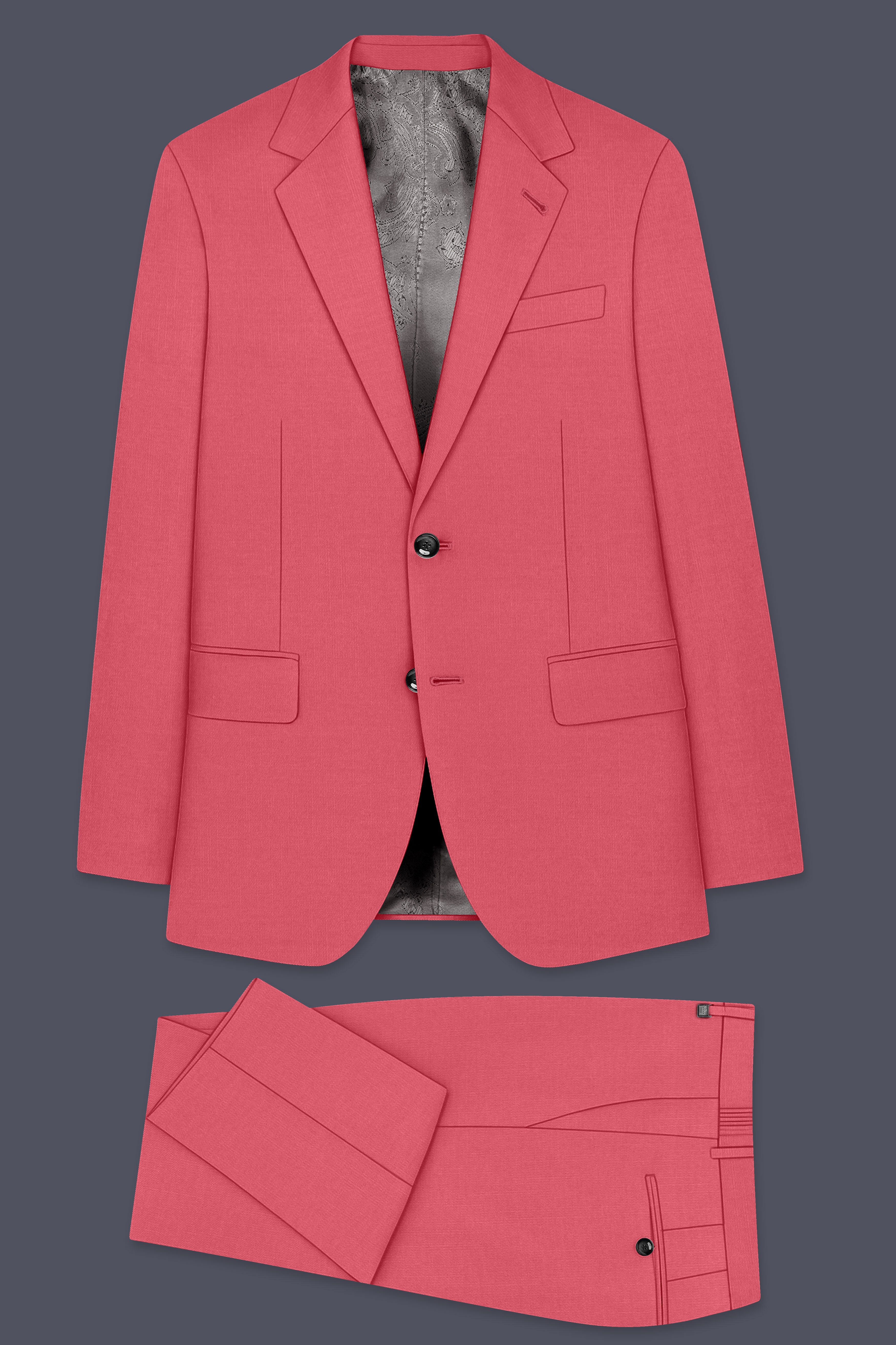 Aurerosa-Roman Pink Wool Rich Single Breasted Slight Stretch Suit