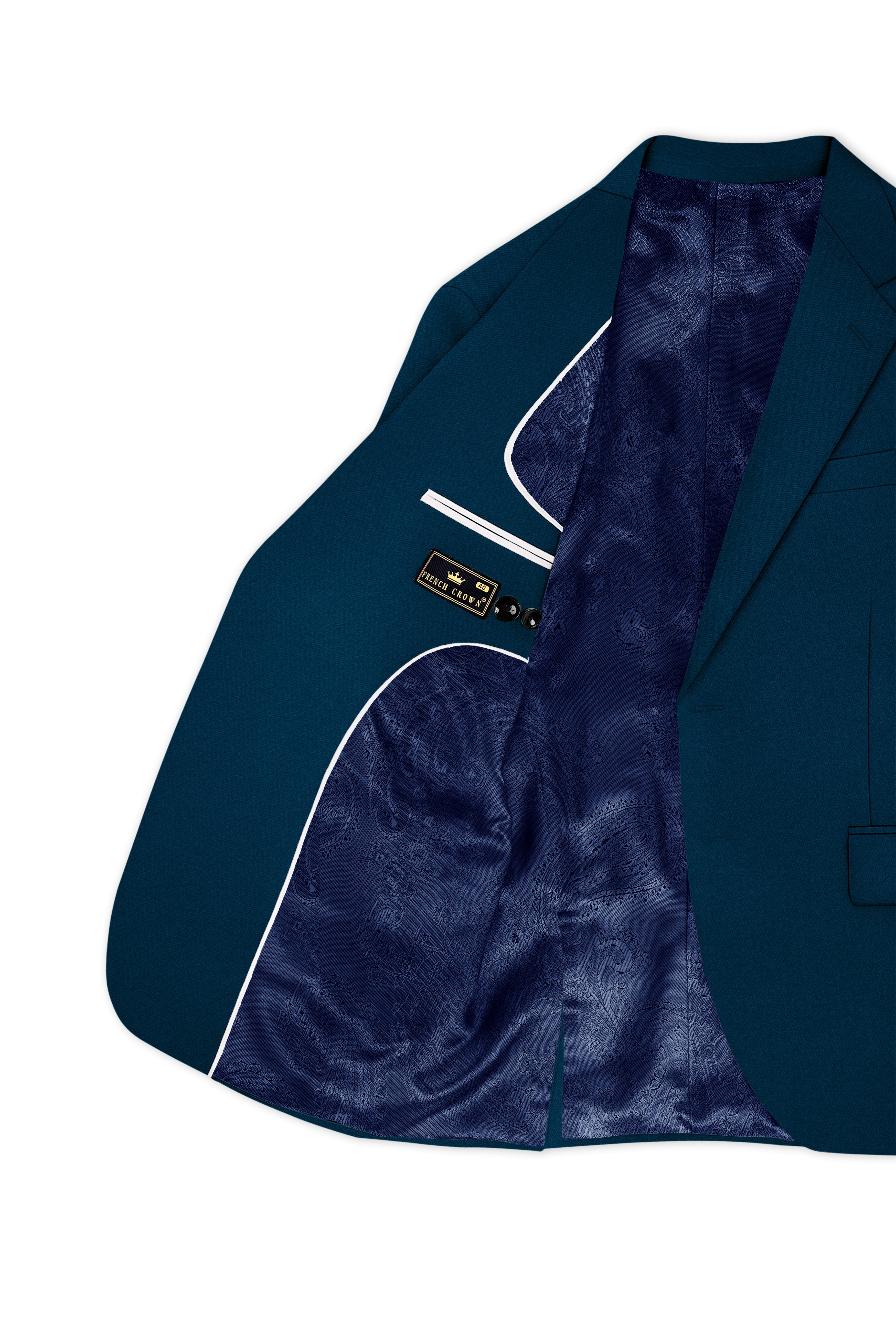 Aureblu-Korean Prussian Blue 4-Way Stretch Wrinkle-Free Wool Rich Single Breasted Suit