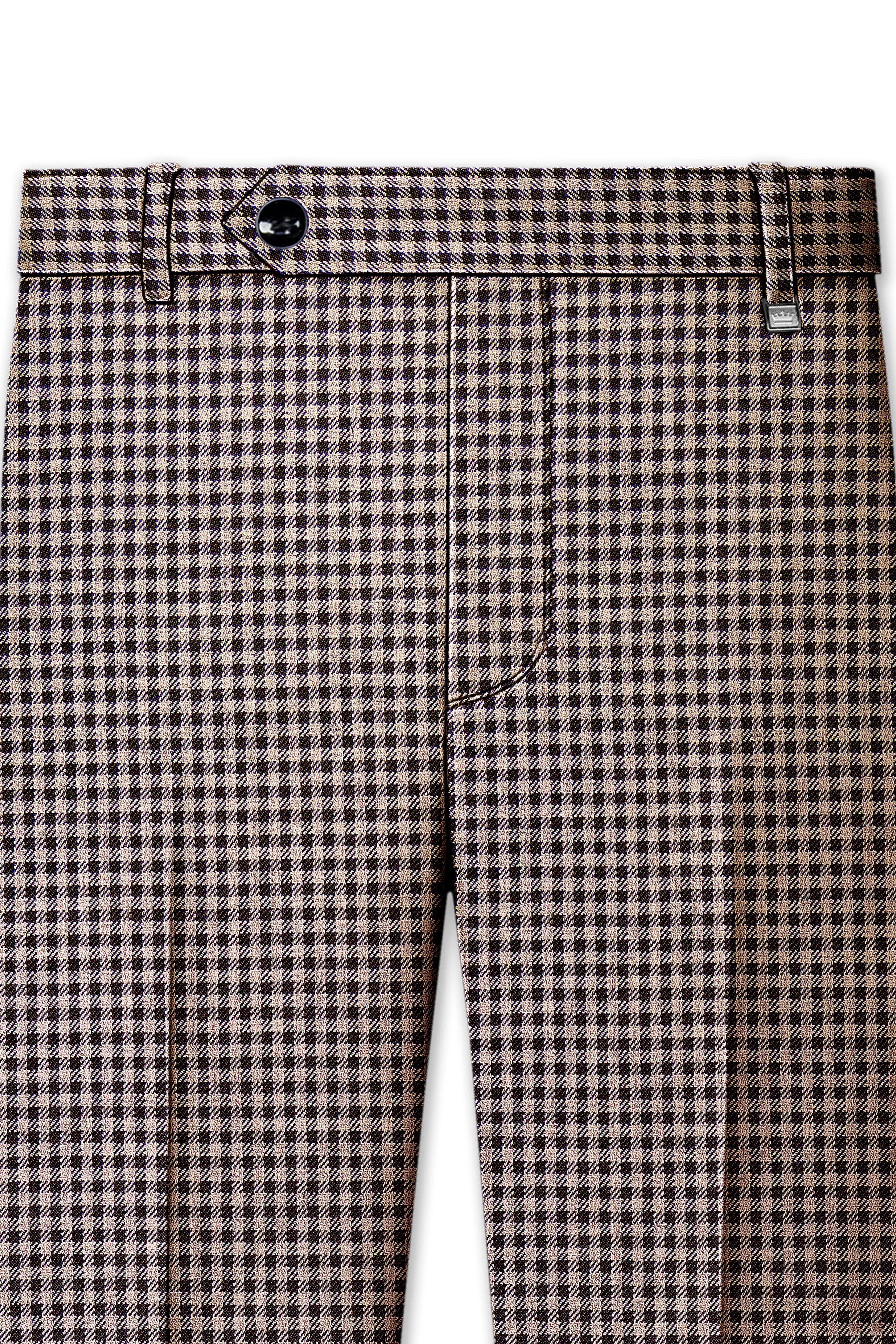 Imperium-Emperor Brown And Swiss Cream Gingham Plaid Tweed Single Breasted Sports Suit