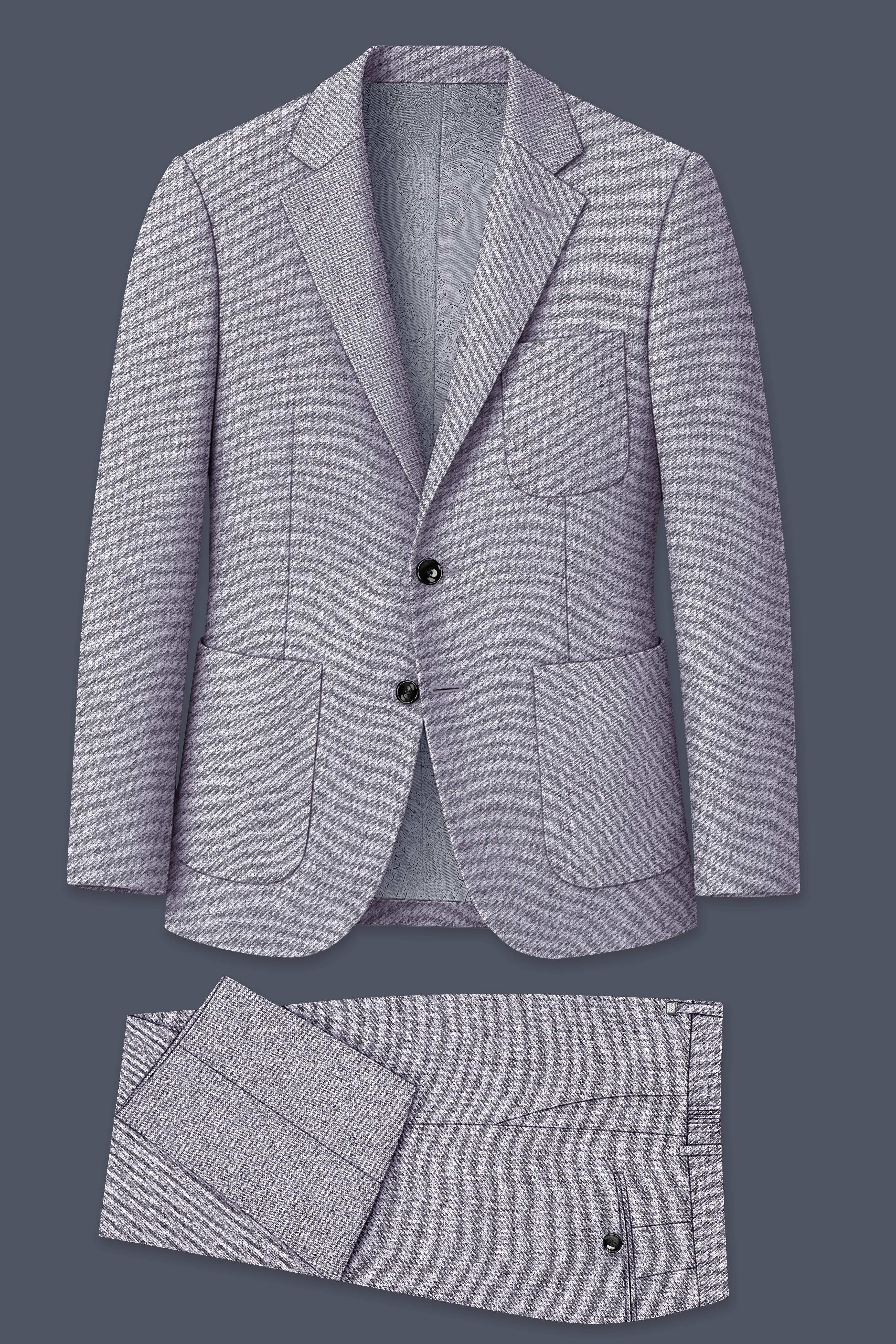 Alpine-Mountain Mist Gray Textured Tweed Single Breasted Sports Suit