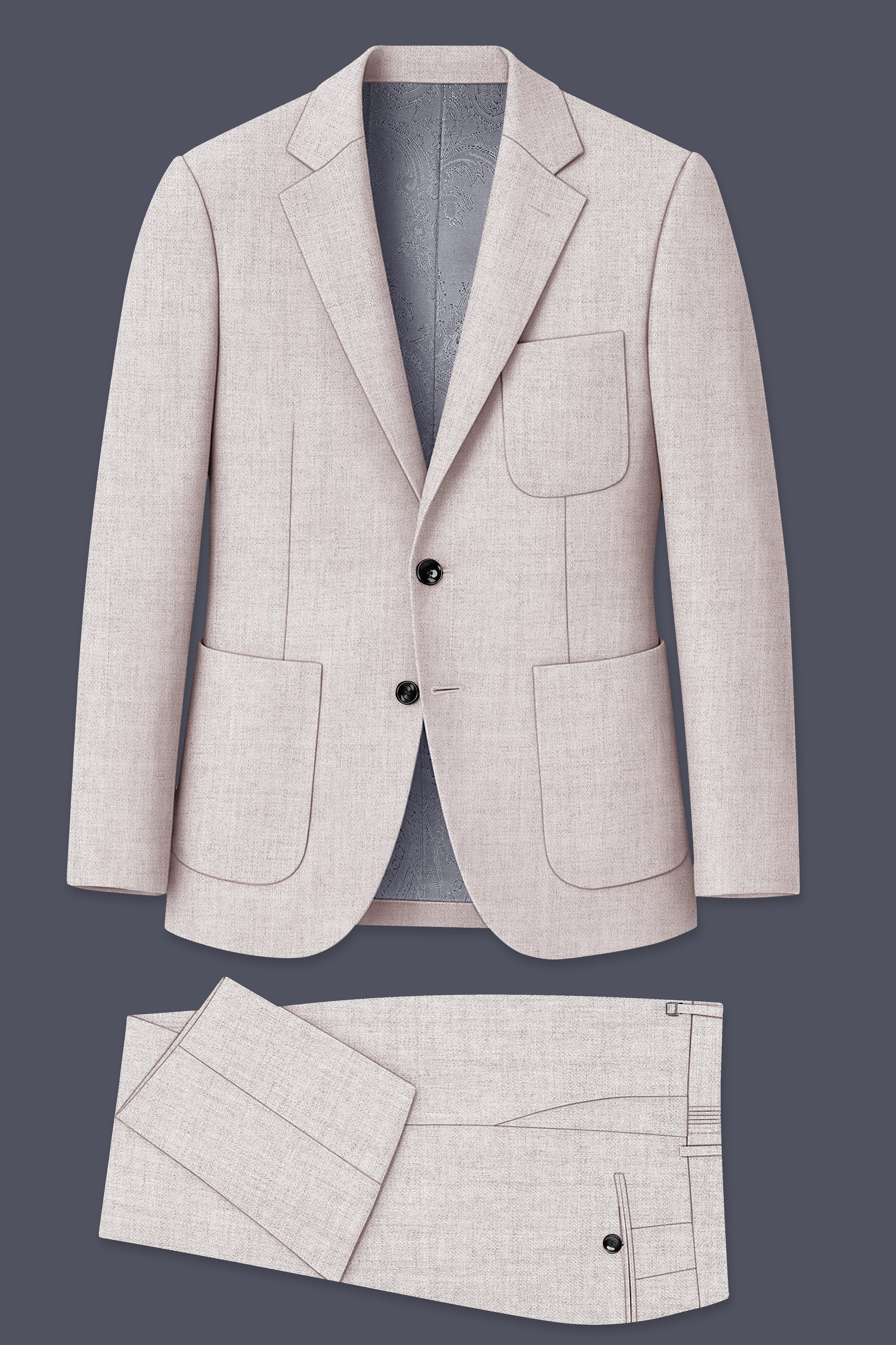 Ivorytail-Timberwolf Cream Textured Tweed Single Breasted Sports Suit