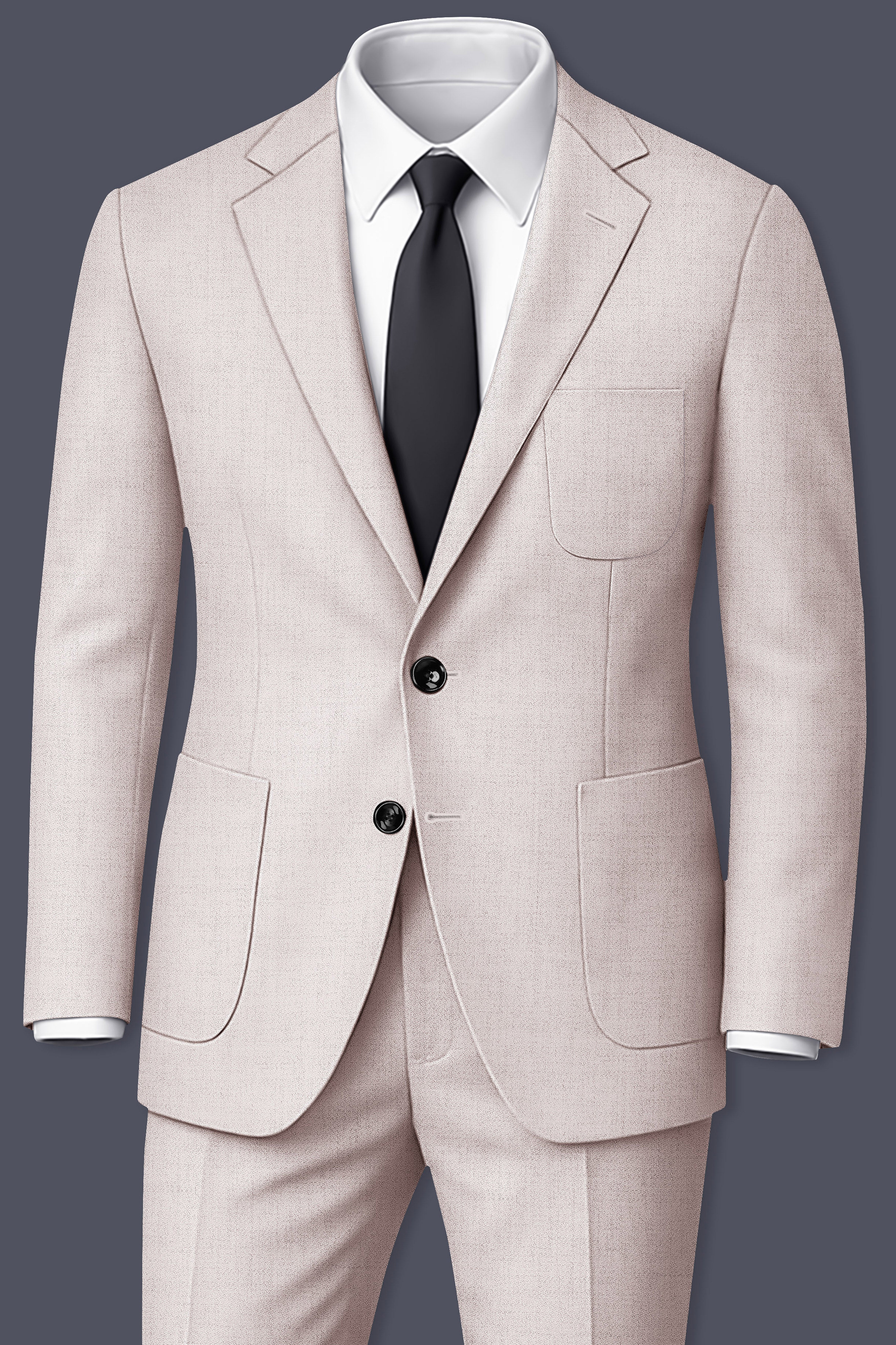 Ivorytail-Timberwolf Cream Textured Tweed Single Breasted Sports Suit