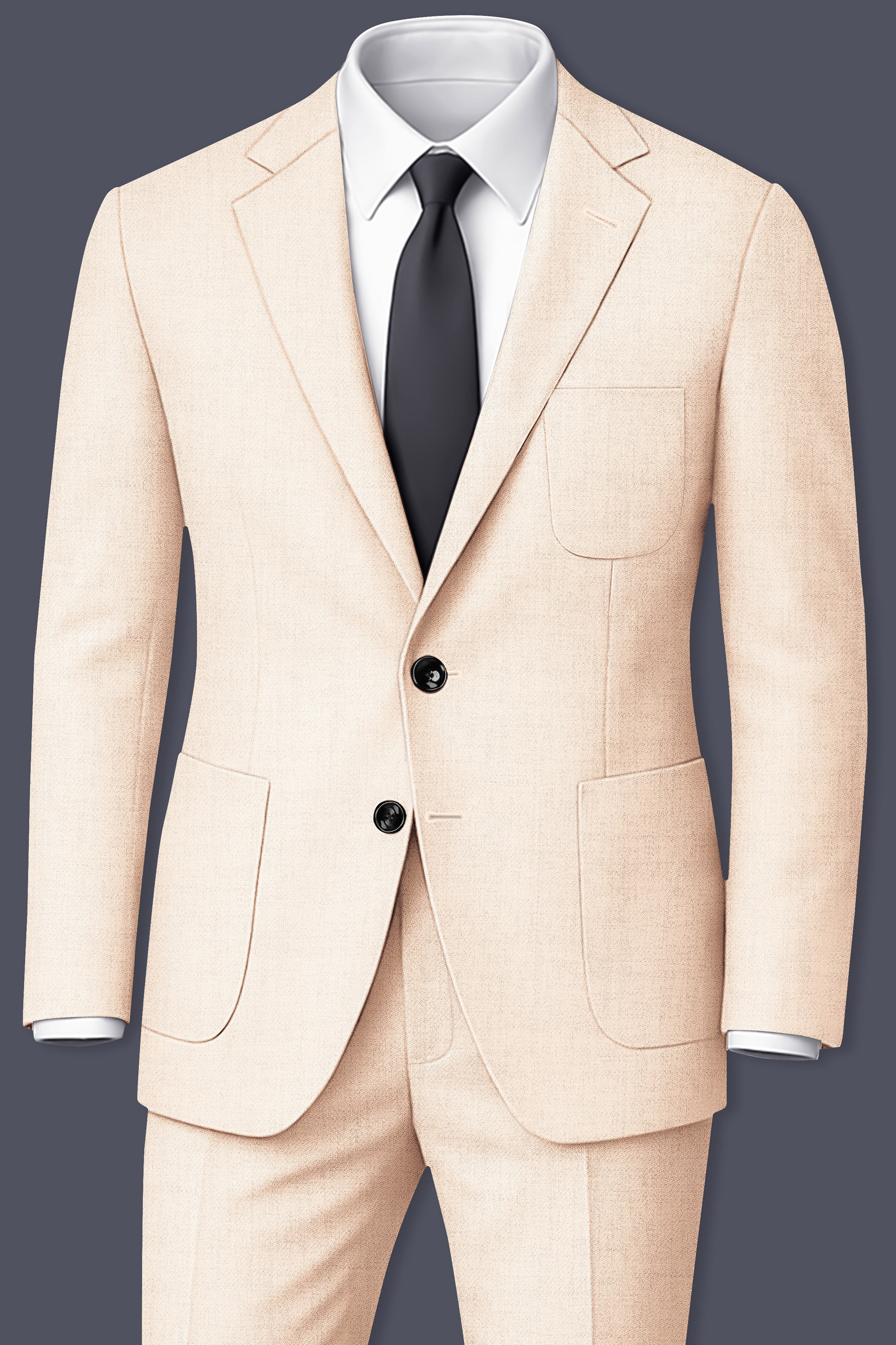 Velour-Derby Cream Textured Tweed Single Breasted Sports Suit