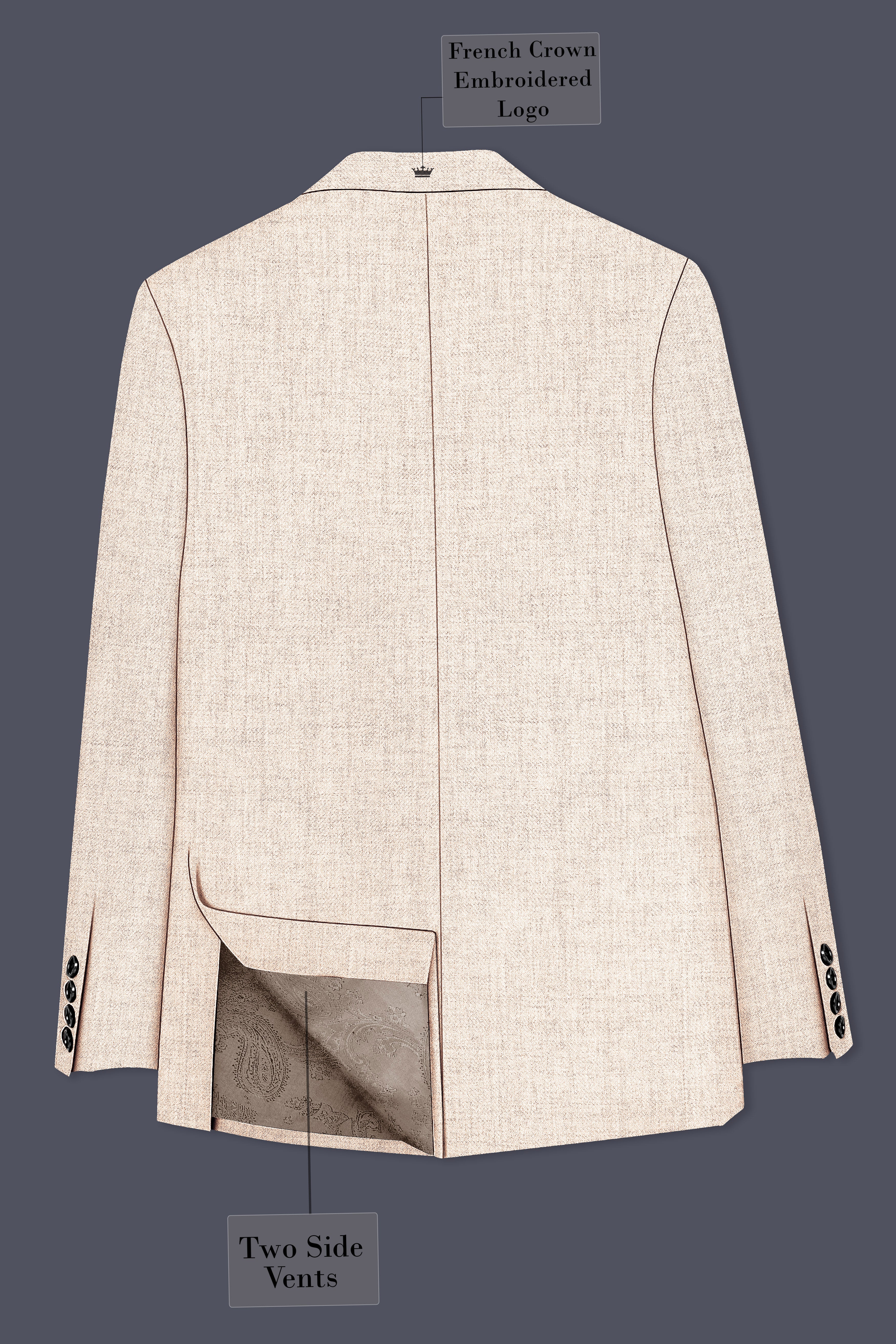 Velour-Derby Cream Textured Tweed Single Breasted Sports Suit