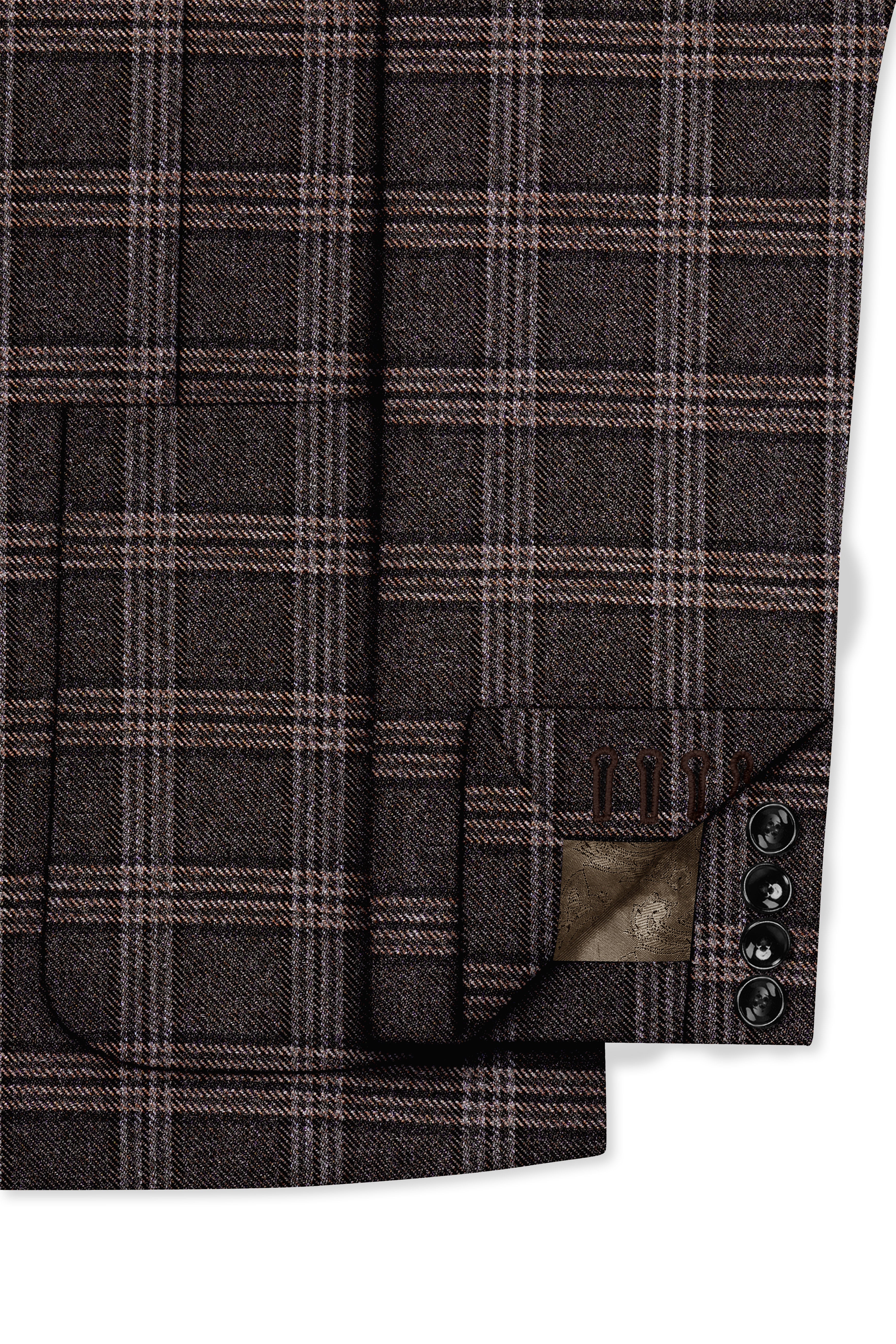 Eclenzo-Eclipse Brown Plaid Tweed Single Breasted Sports Suit
